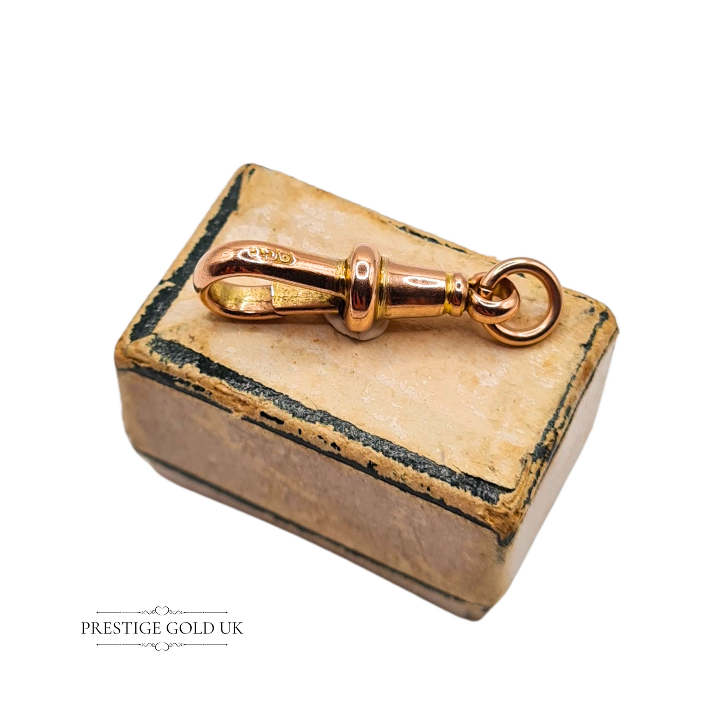 9ct Rose Gold Dog Clasp 25mm 1.83g Stamped Antique Clip Hook