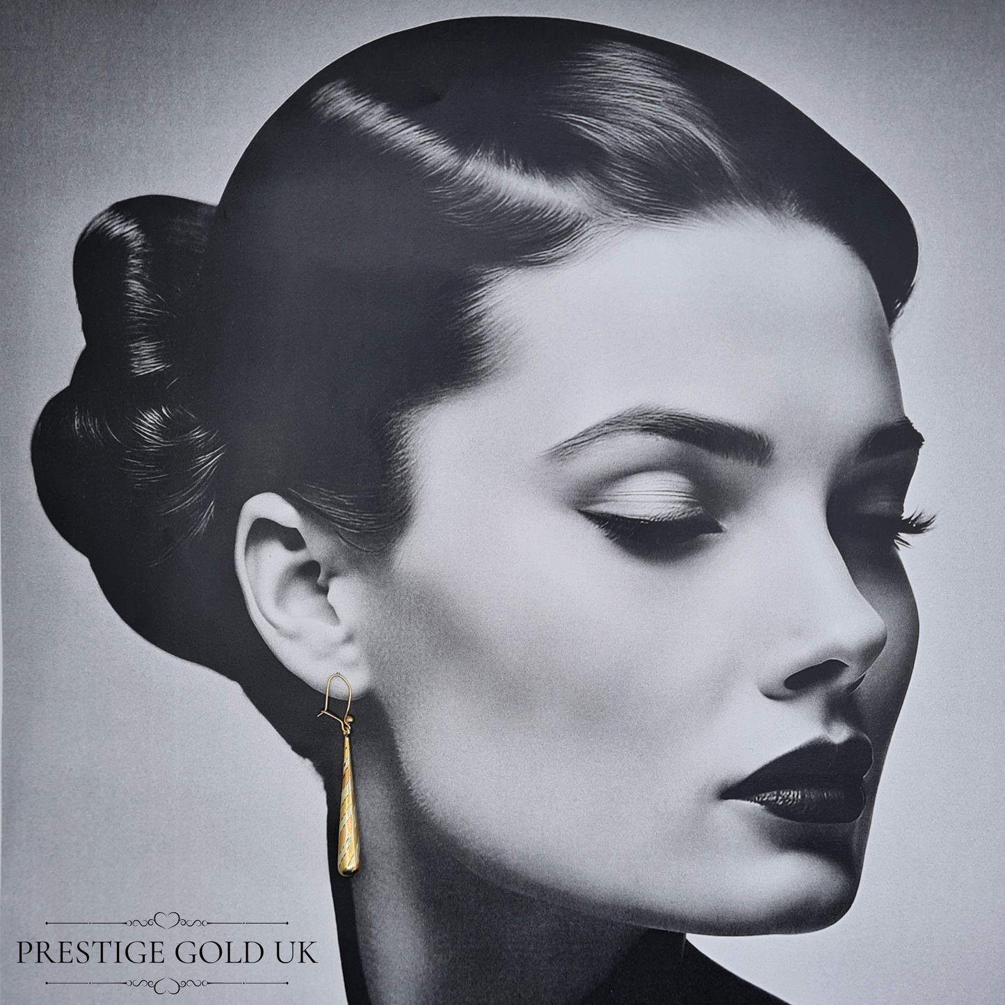 Vintage 9ct Gold Three-Tone Long Drop Earrings, 42mm Spiral Teardrop Design, Stamped & Fully Tested, Elegant Dangle Earrings