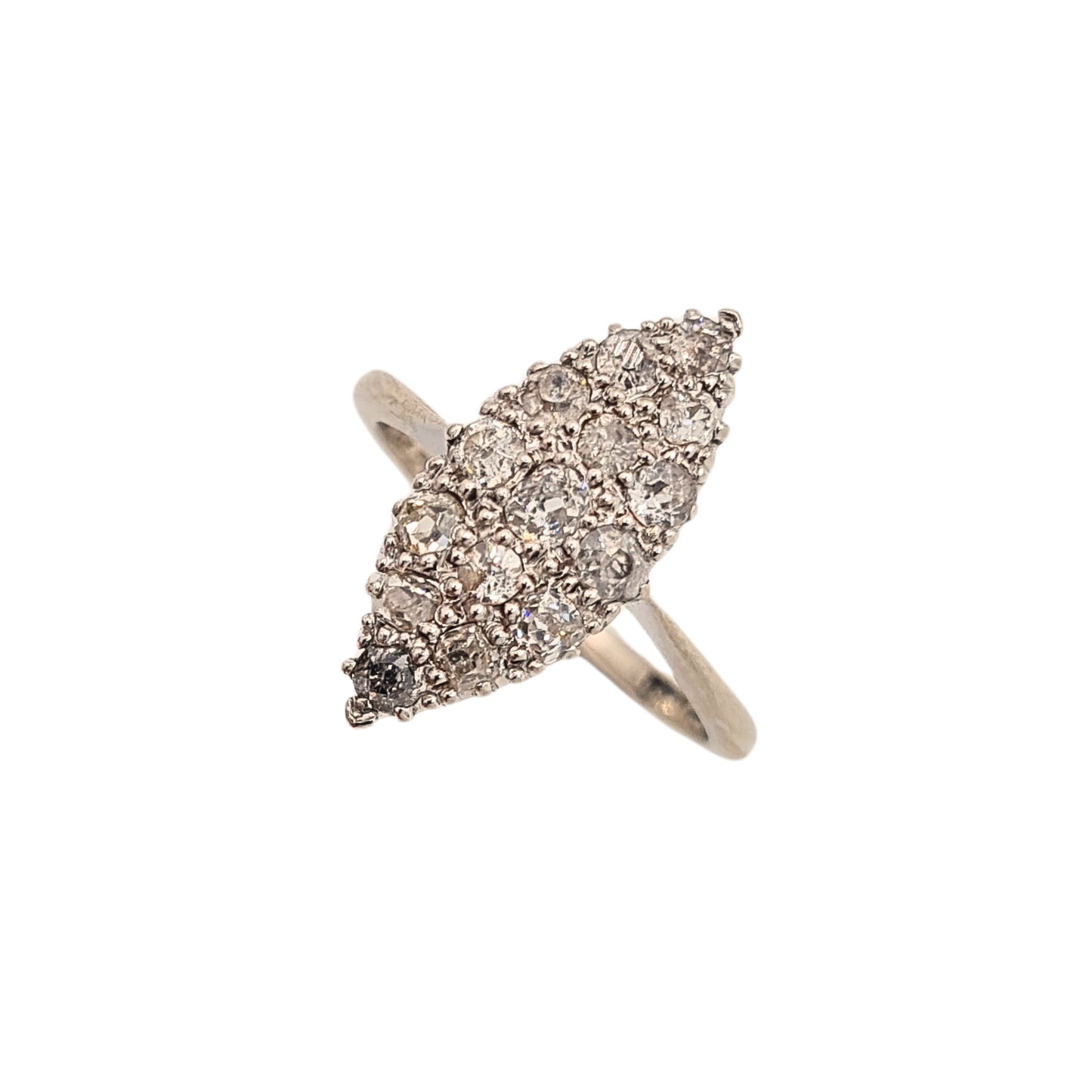 18ct White Gold Marquise Diamond Cluster Ring  UK L US 6