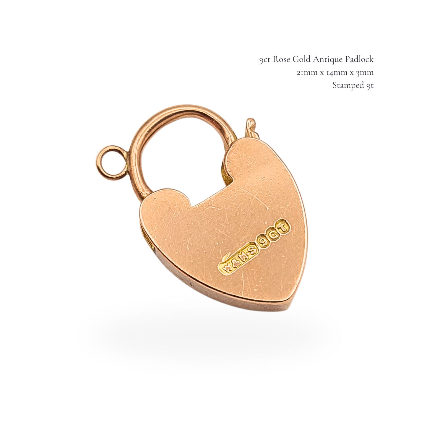 Antique 9ct Gold Heart Padlock Clasp,Rose Gold Clip For Necklace or Bracelet