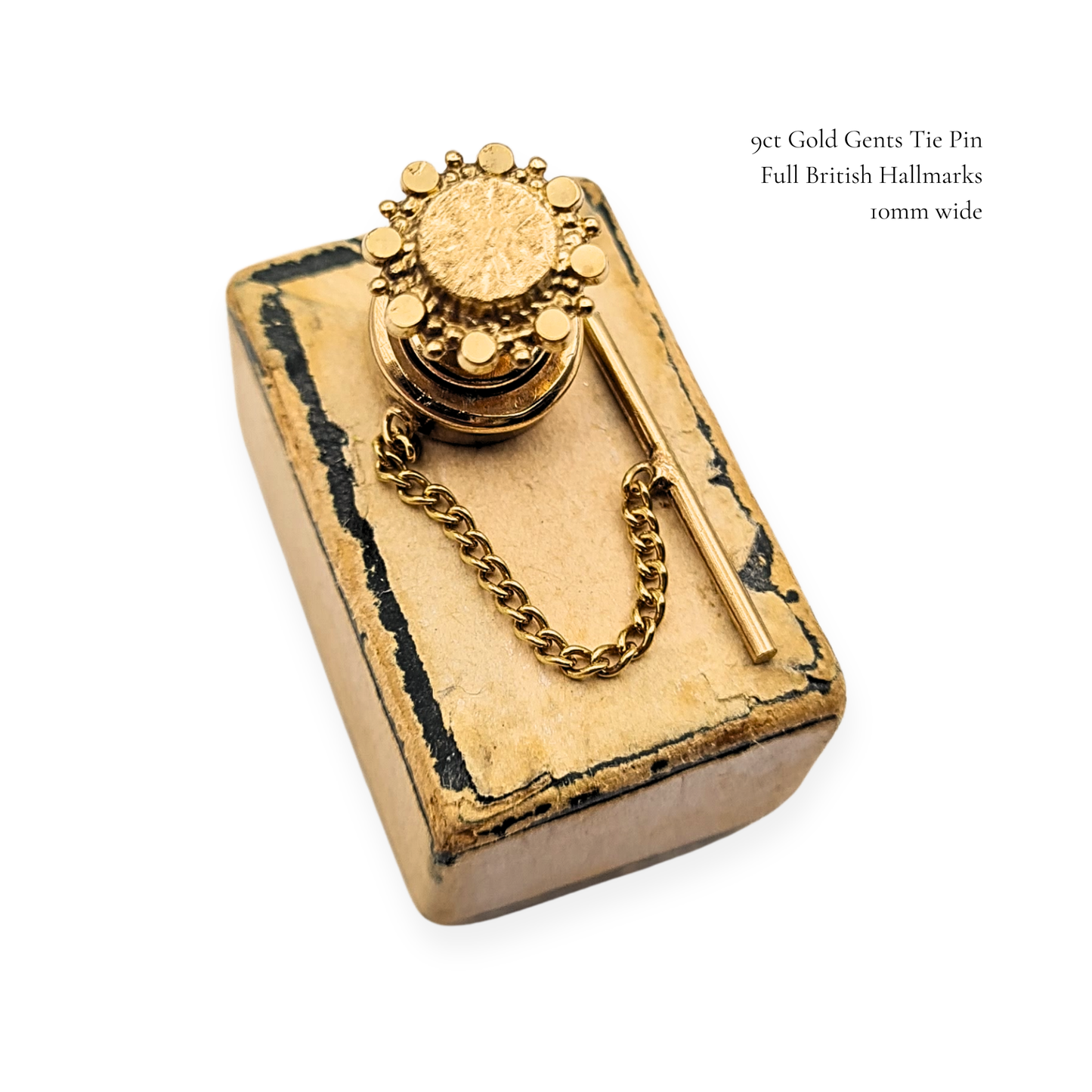 9ct Gold Gents Tie Pin,  Hallmarked, Ornate Design