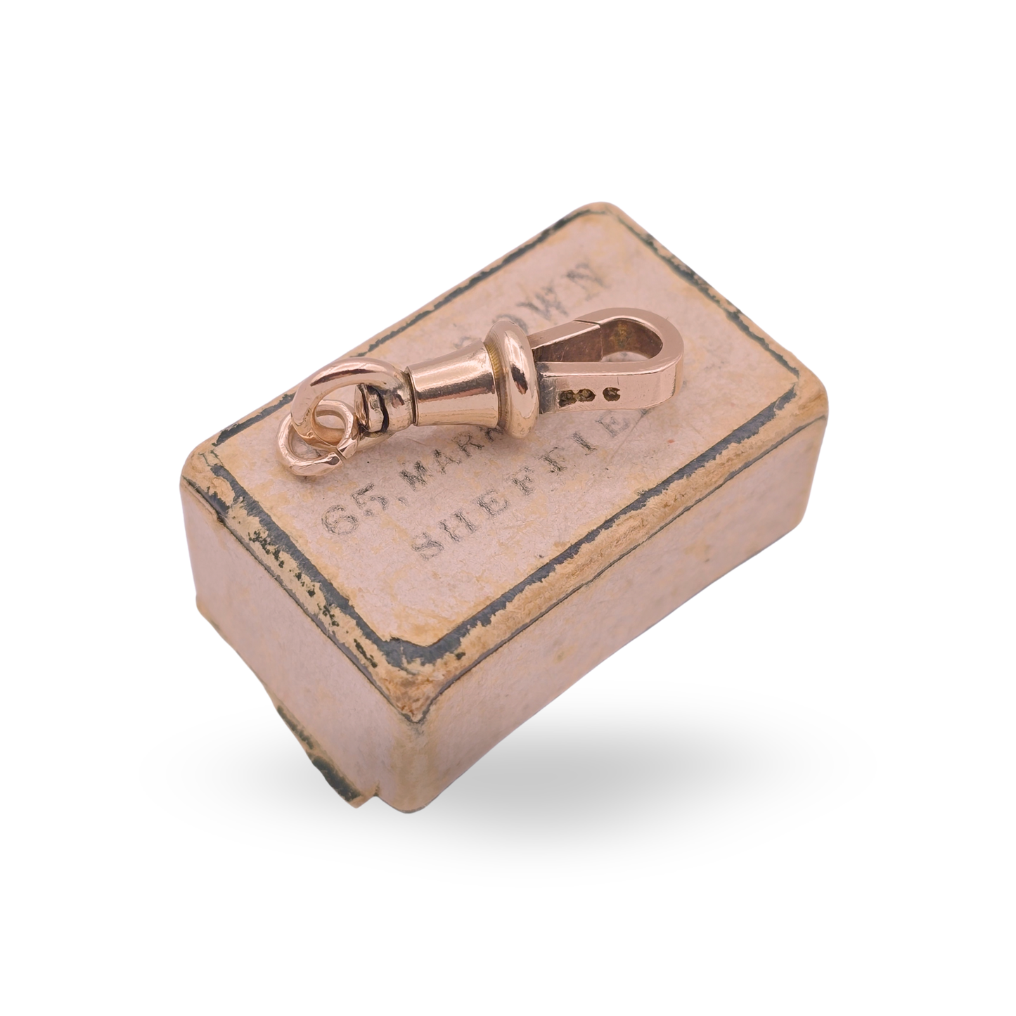 9ct Light Tone Rose Gold Dog Clip Clasp, Antique Albert Chain Connector