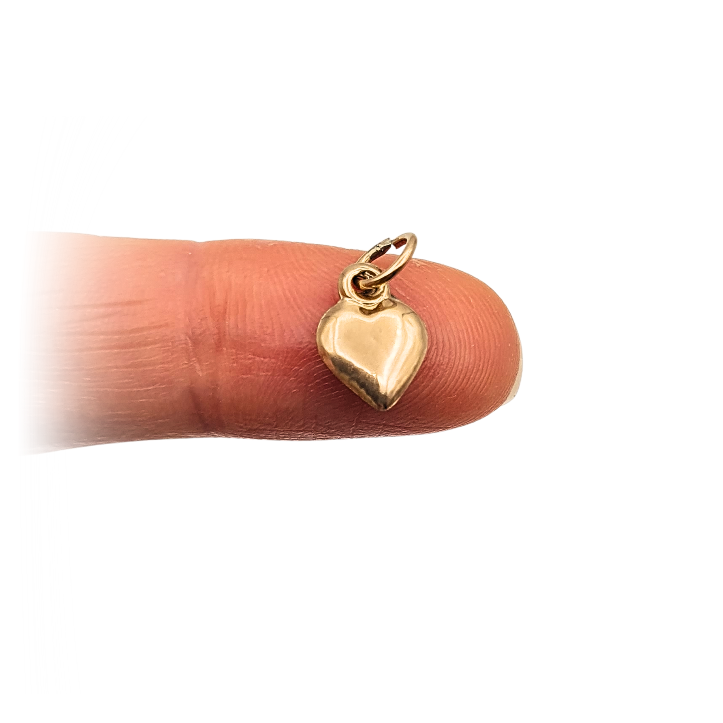 9ct Gold Puffy Heart Charm Pendant, Small Heart Drop