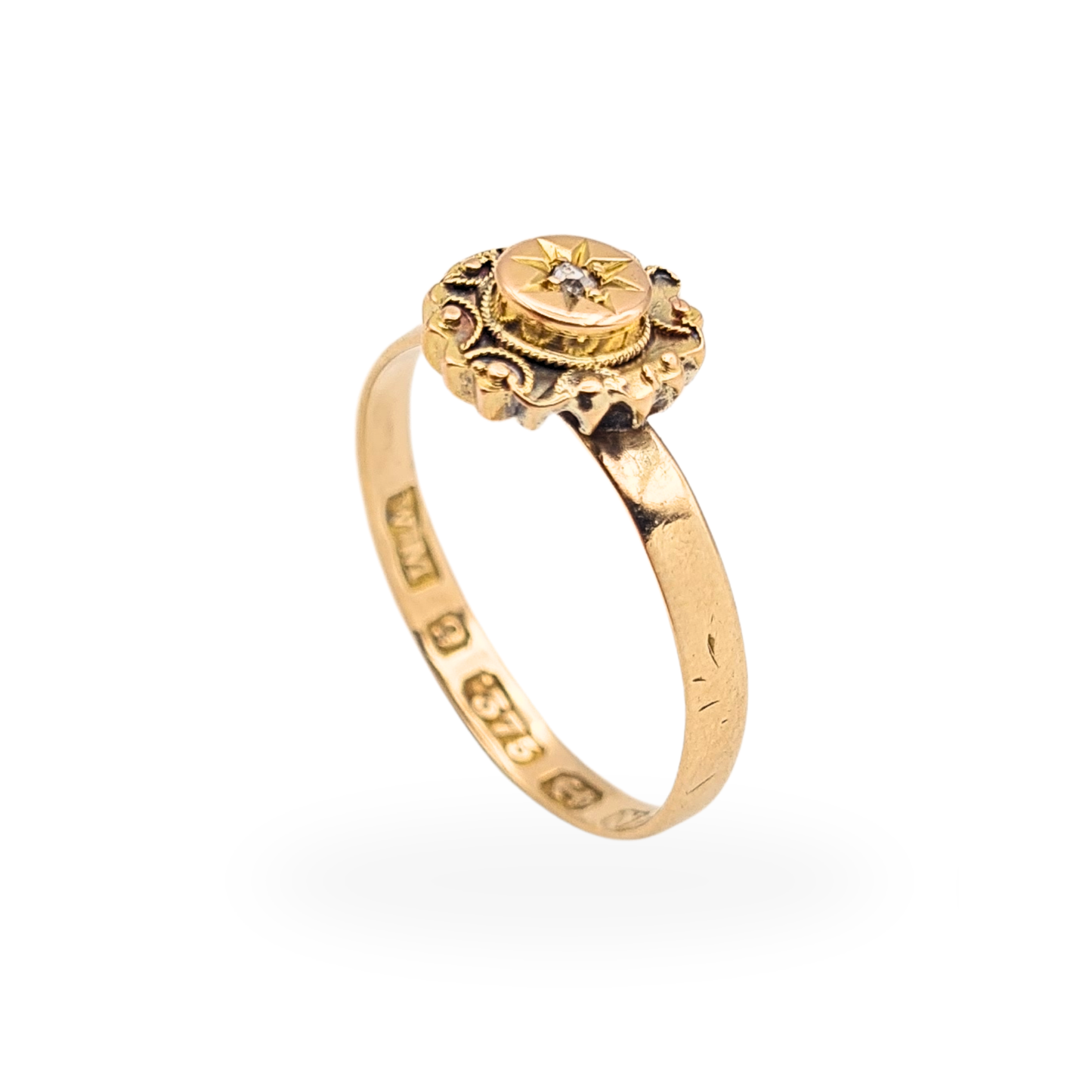 Victorian 1800's 9ct Gold Diamond Star Ring Birmingham UK N US 6.75