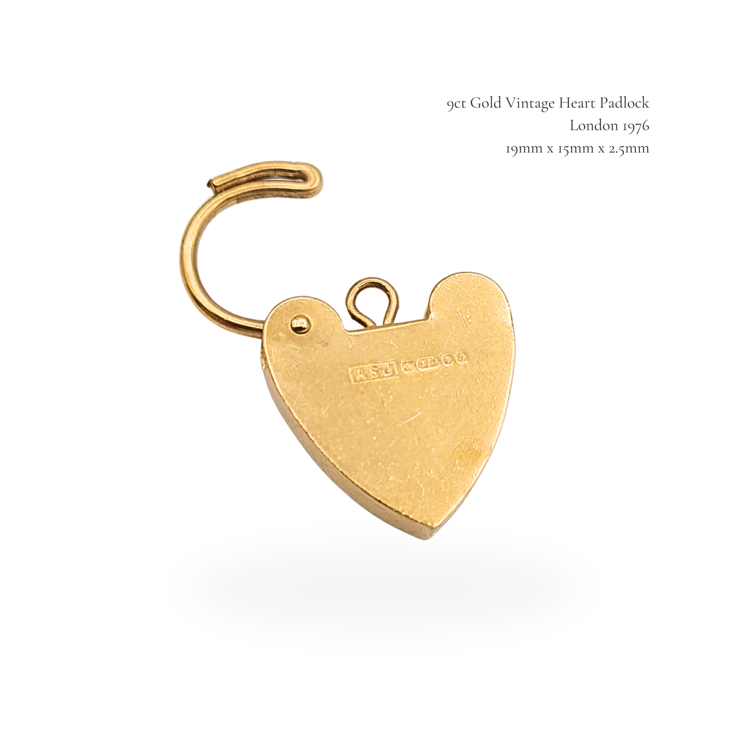9ct Gold Vintage Heart Padlock Clasp London 1976 Yellow Gold Lock Charm
