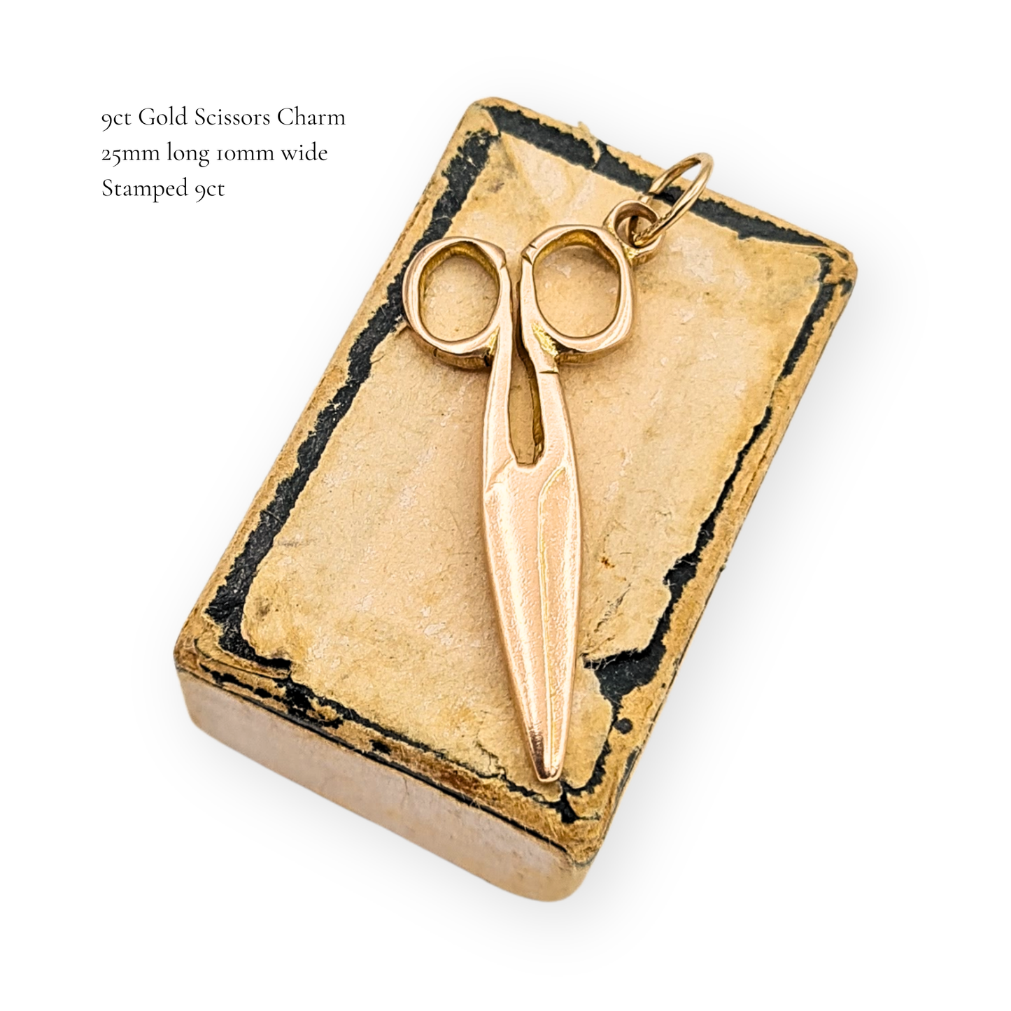 9ct Gold Scissors Charm, Stamped 9ct, Tailor Seamstress