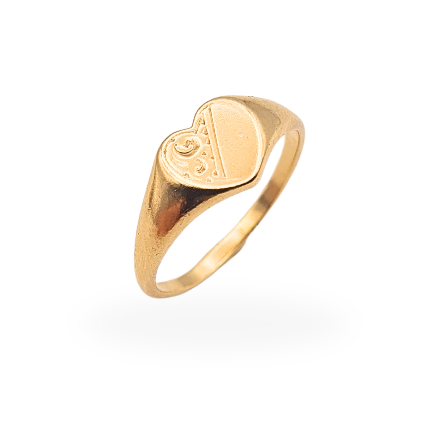 9ct Gold Heart Ring Birmingham 1973 UK M 1/2 US 6 1/2