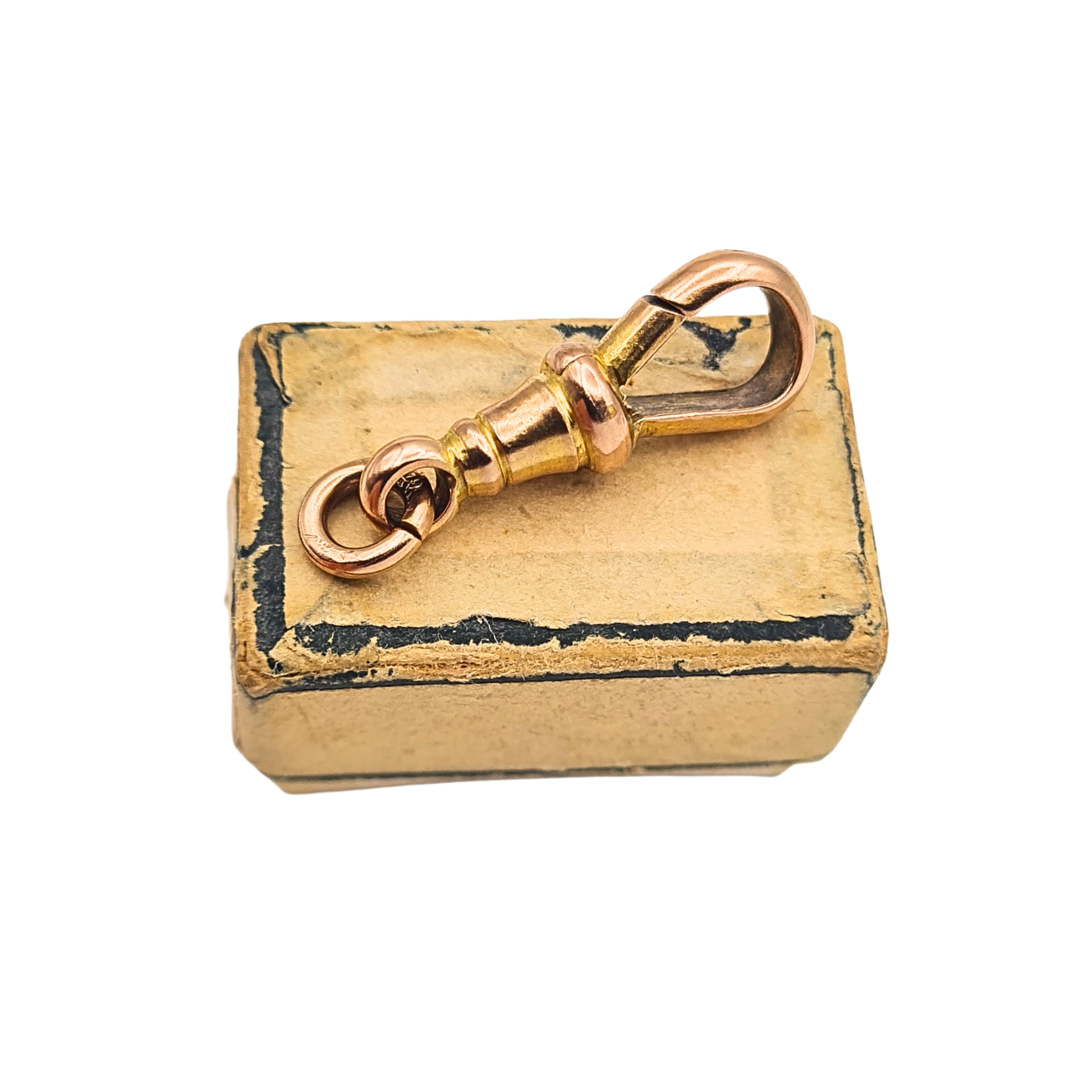 Large antique 9ct rose gold Albert chain dog clip clasp with fixed connector and spring closure