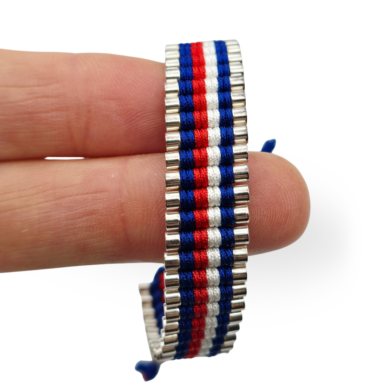 As-New Links of London Friendship Bracelet, Adjustable 5–9” Red White Blue