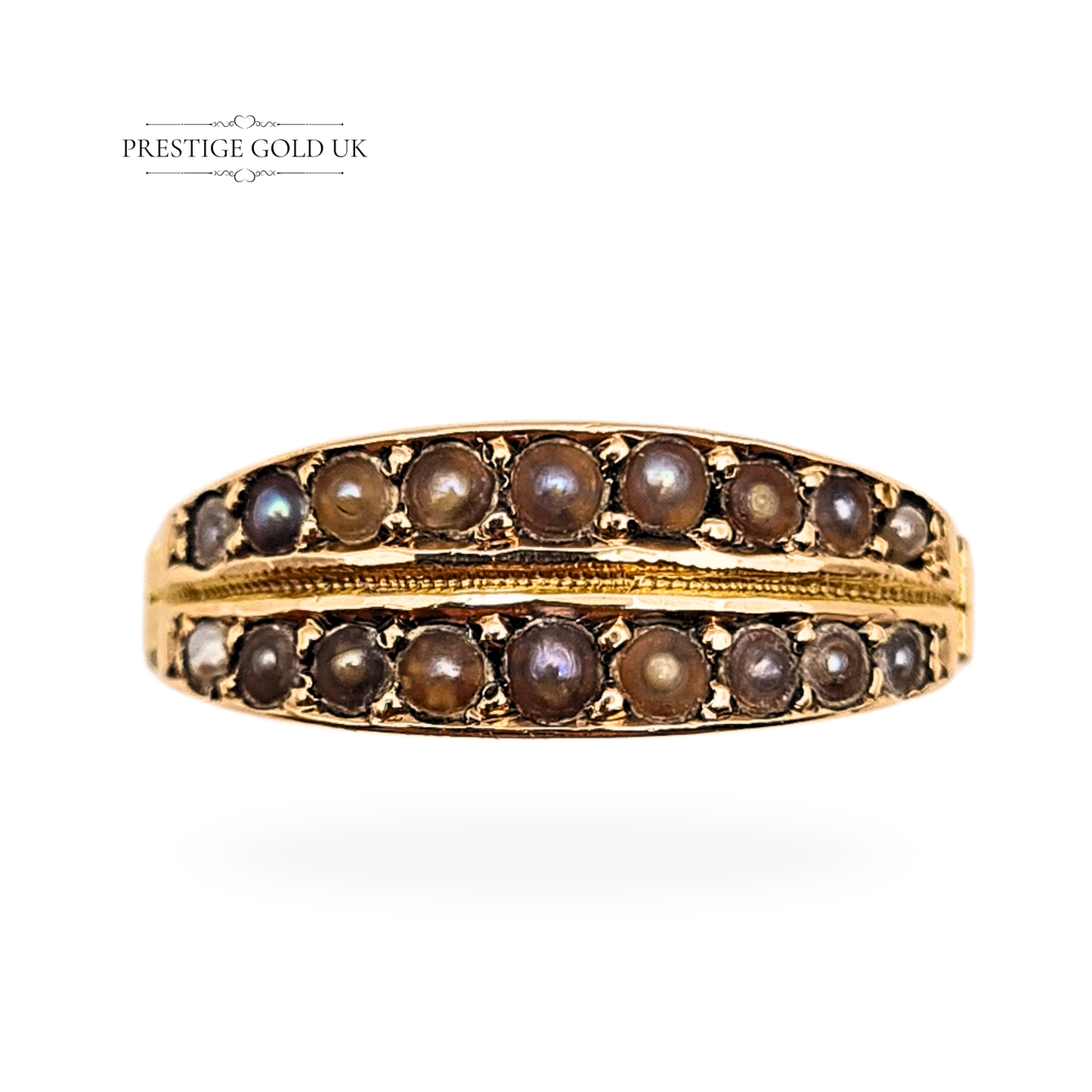 15ct Gold Victorian Pearl Ring, Oetzmann & Co, 1880, UK M / US 6.5