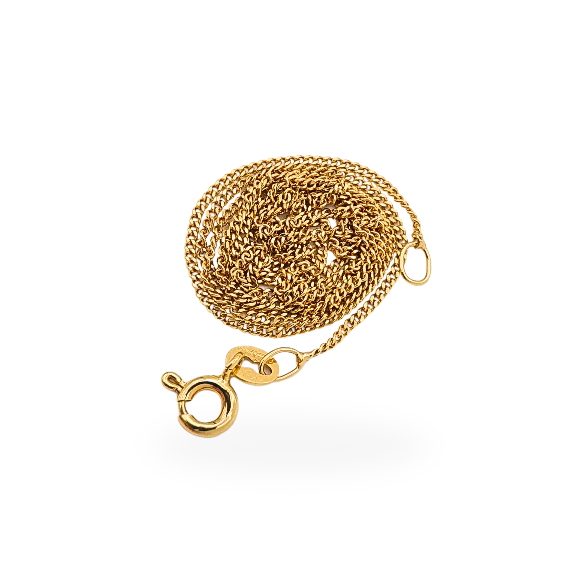 18 inch 9ct gold fine curb chain necklace with bolt ring clasp, fully hallmarked gold chain