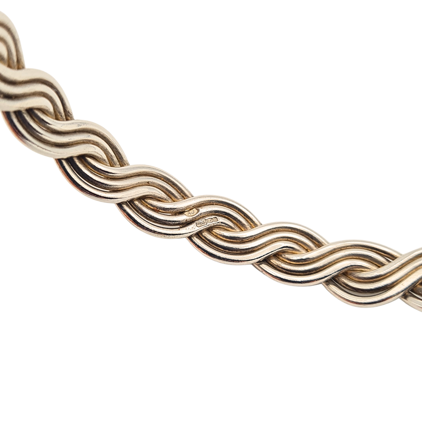 8" Solid Sterling Silver 6 Strand Woven Vintage Bangle