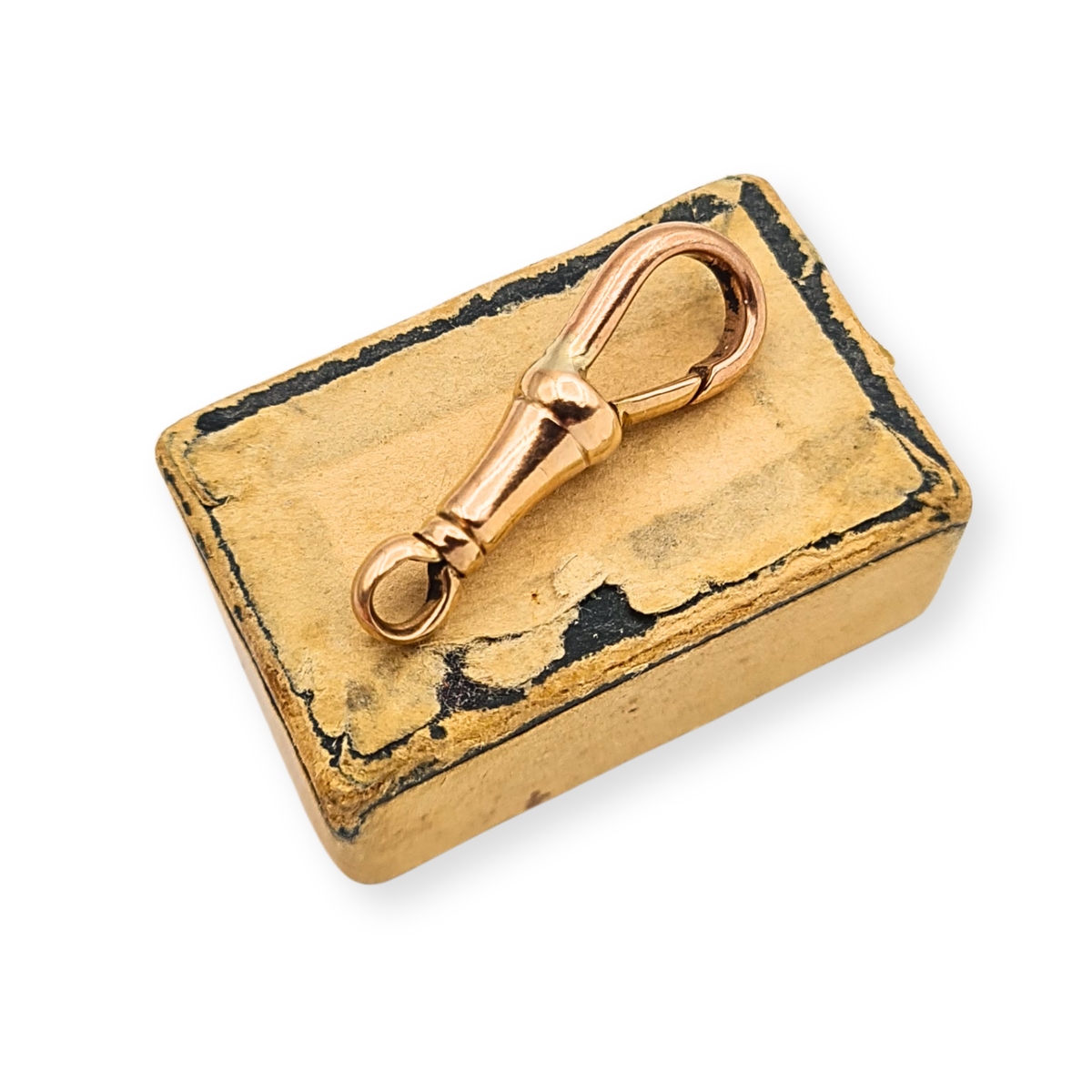 9ct rose gold Albert chain dog clip swivel clasp, 22mm long, 1.38g, stamped 9ct and tested