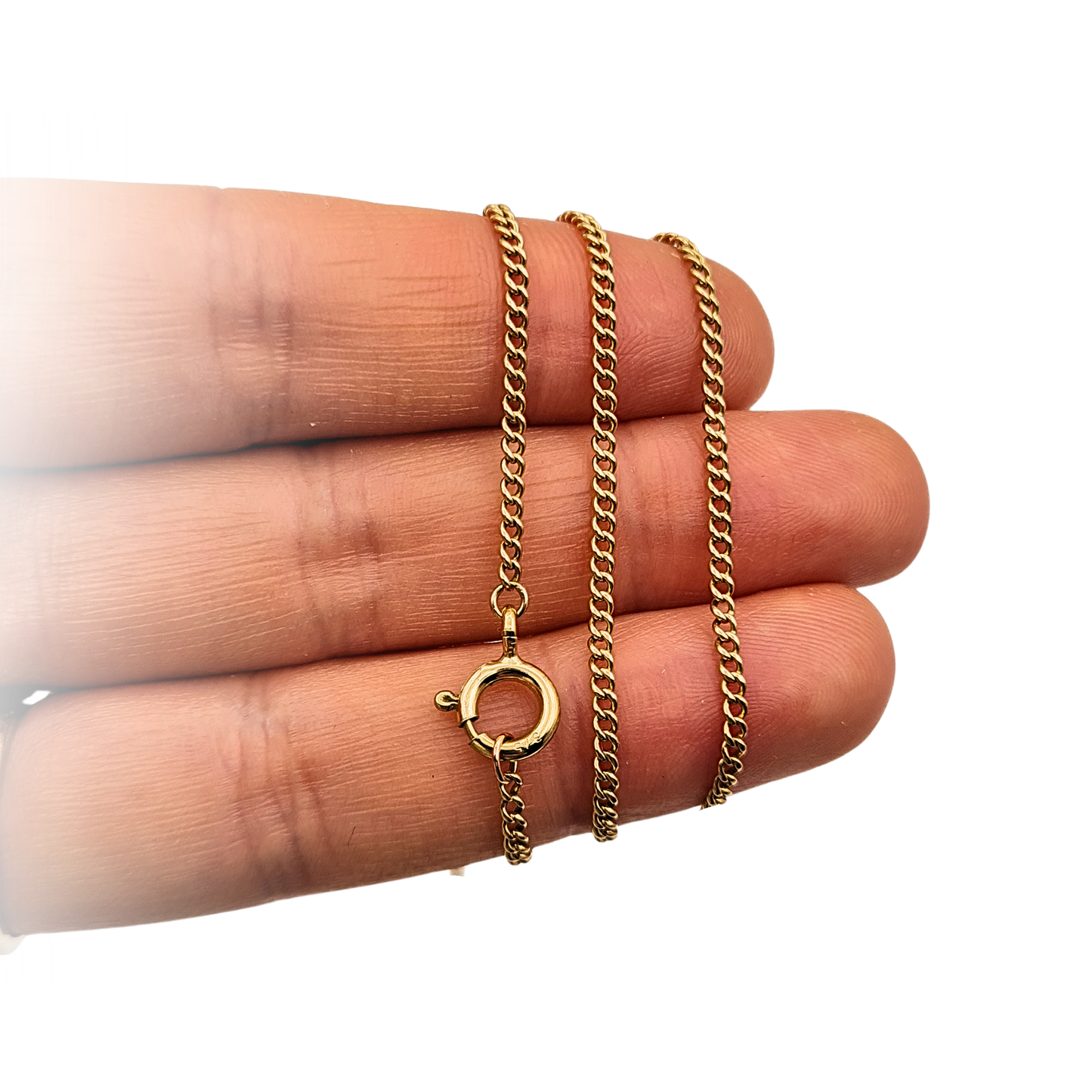 18" Long Rose Gold Curb Chain Necklace 47cm Fine Chain Large Clasp
