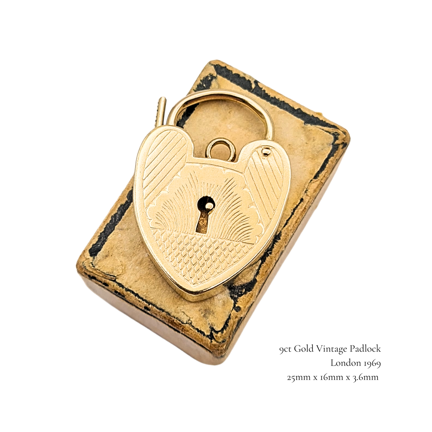 Very Large 9ct Gold Heart Padlock Pendant, 1969, Engraved Charm