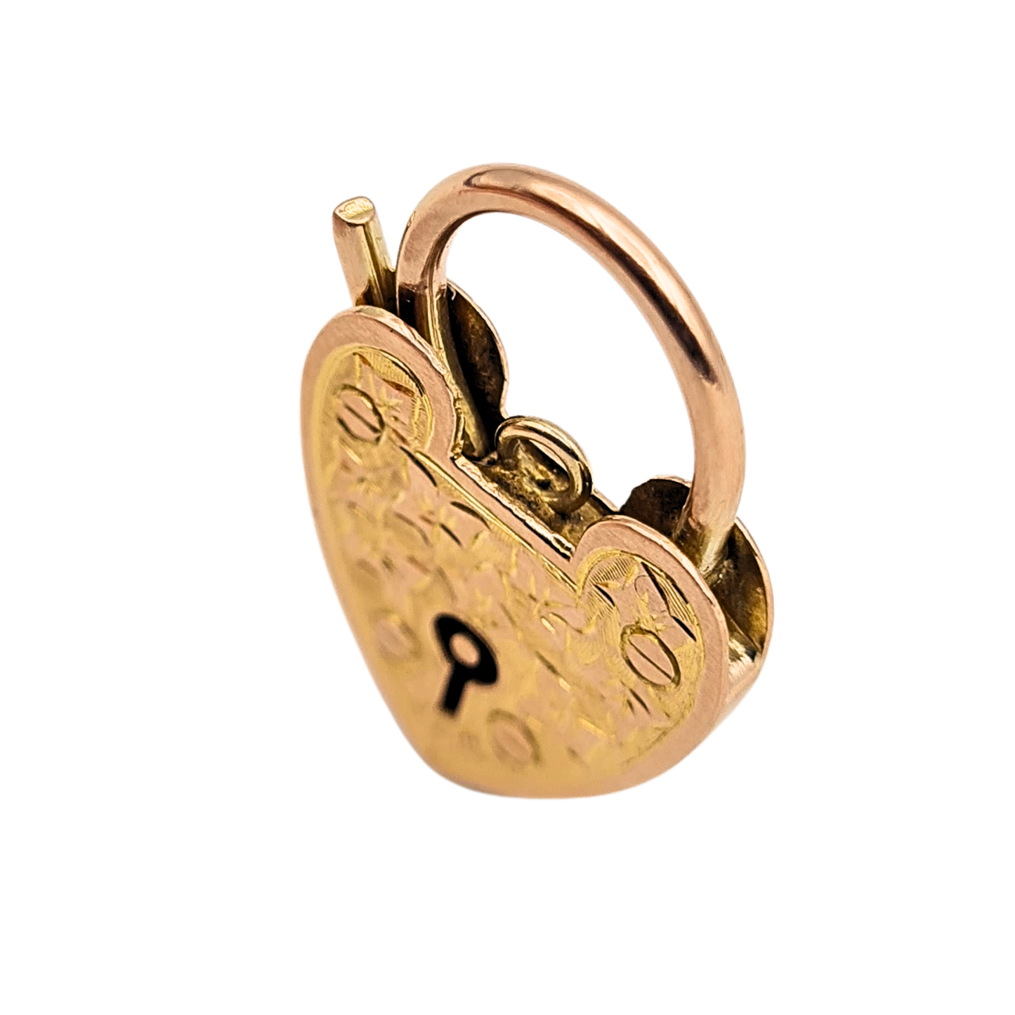 Huge 9ct Rose Gold Heart Padlock Pendant, Large Ivy Engraved Clasp