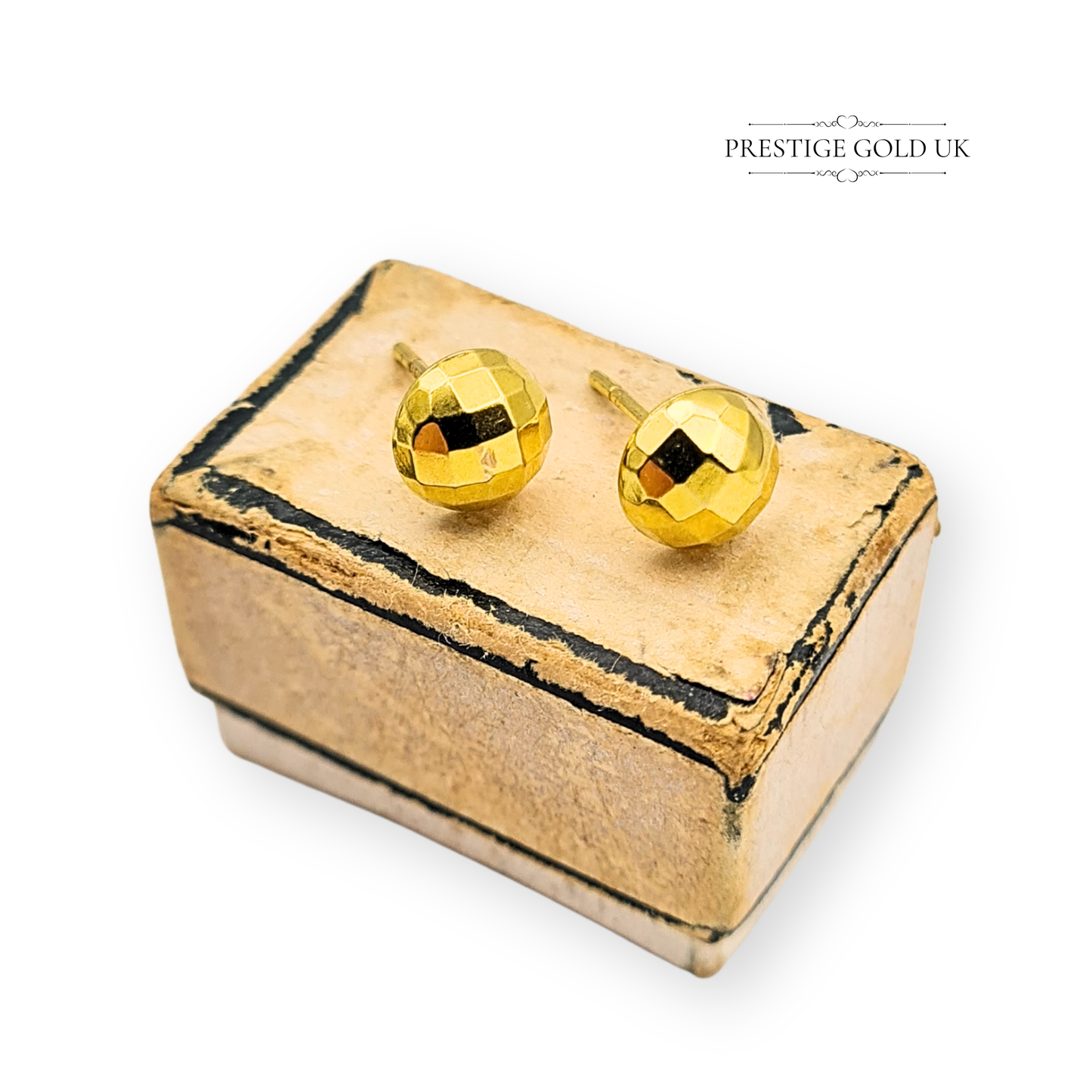 9ct Gold Round Geometric Stud Earrings with Butterfly Backs