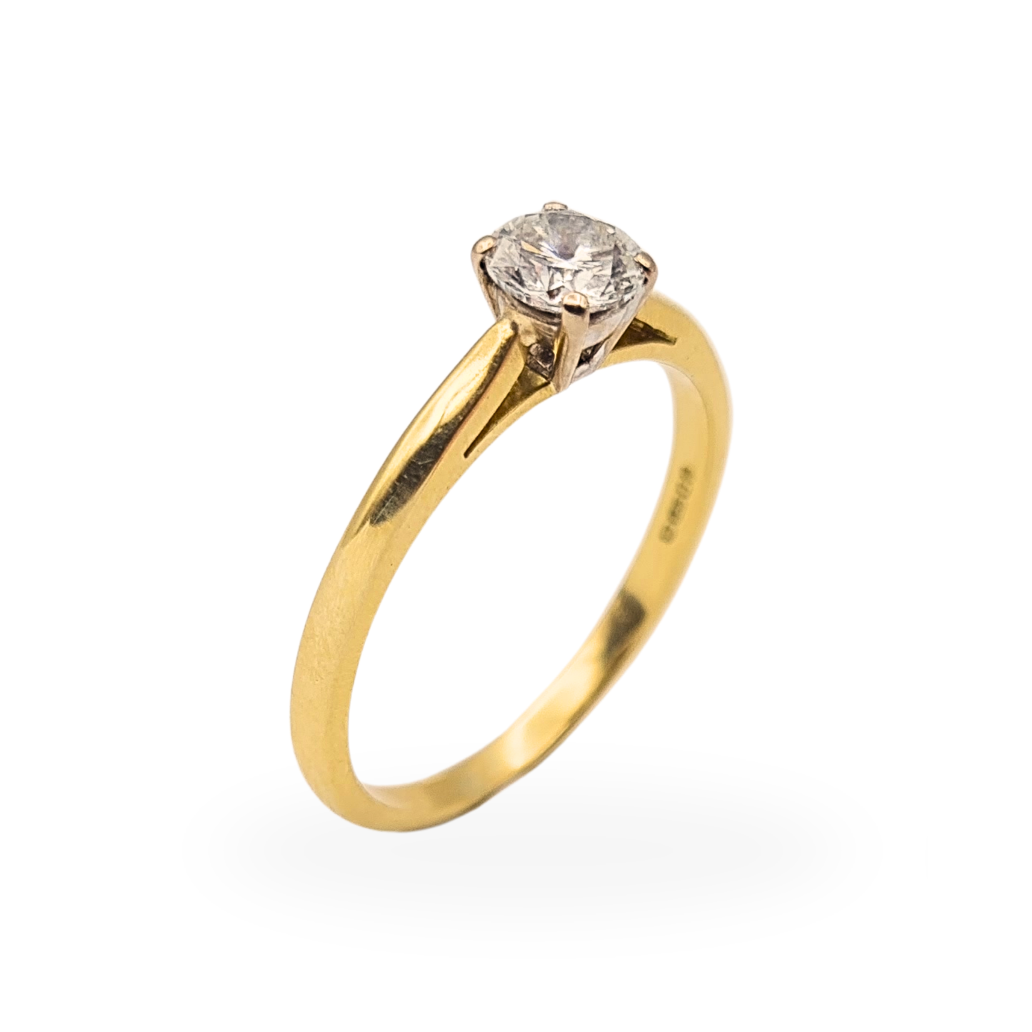 Quality 18ct Gold Diamond Solitaire Engagement Ring  UK Q / US 8.25