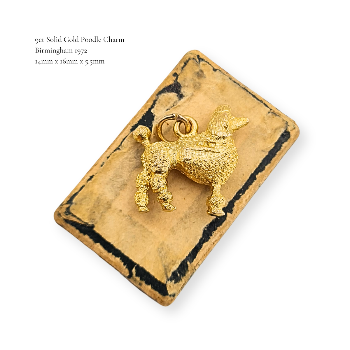 9ct Gold Poodle Dog Charm Solid Yellow Gold Standing Poodle Birmingham 1972