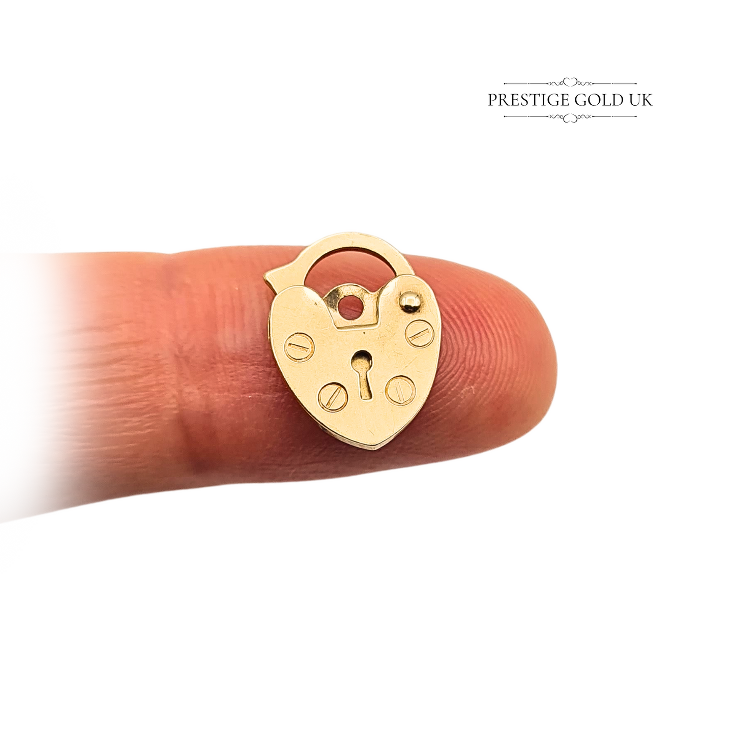 9ct Gold Heart Tiny Padlock Pendant, London 1978 Ideal for Necklace