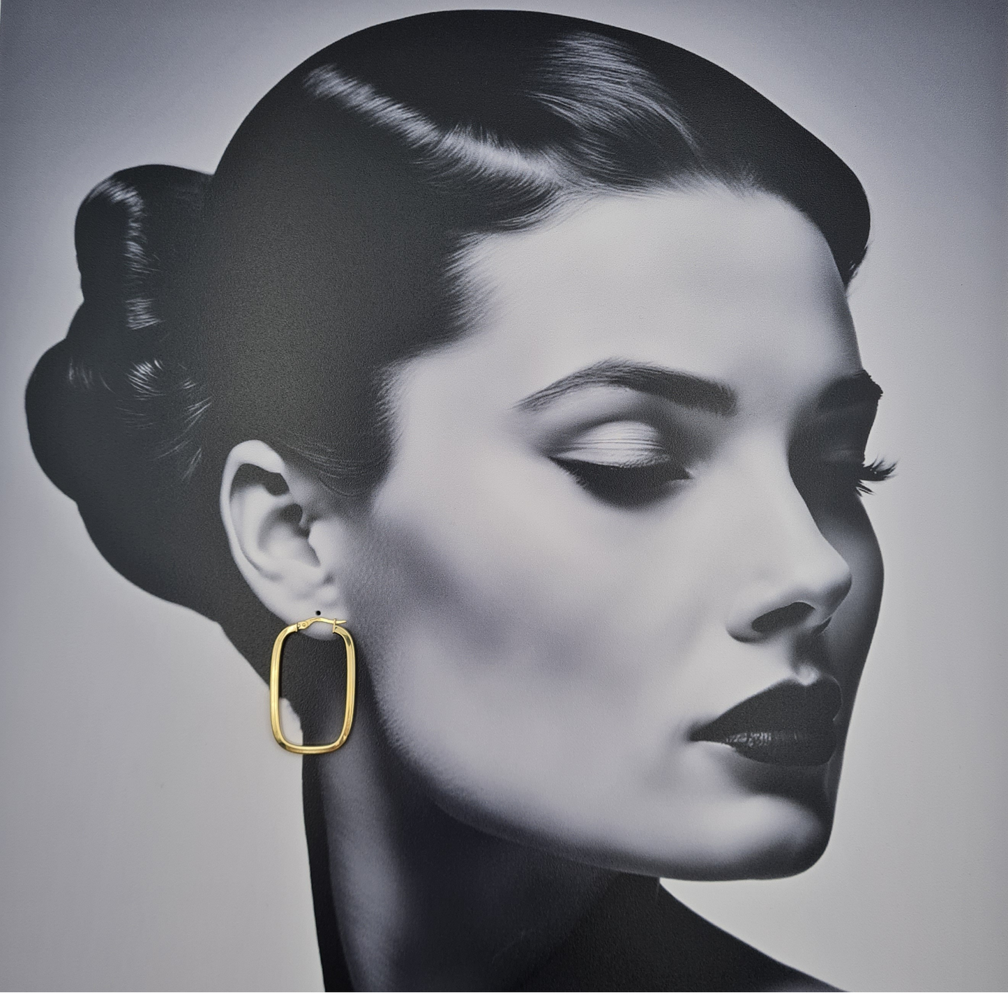 9ct Gold Large Oblong Hoops, 38x24mm, Hallmarked