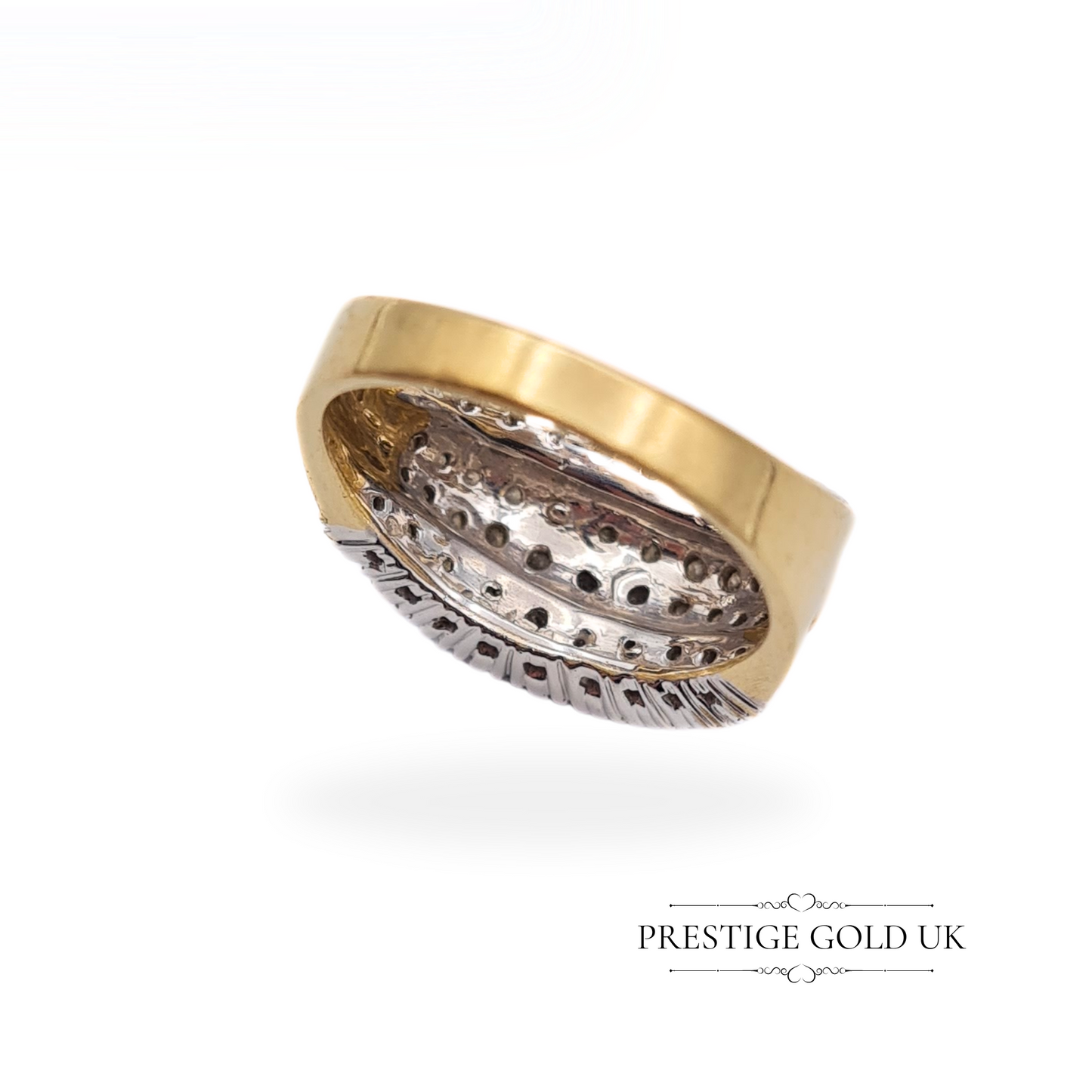 Vintage 9ct Gold Diamond Cluster Ring, White Gold Setting & Yellow Gold Band