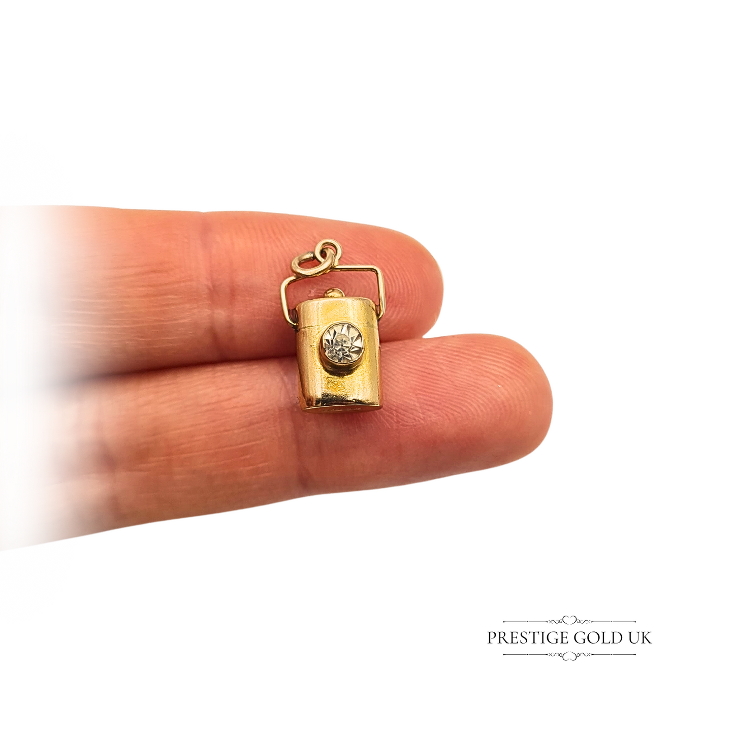 9ct Gold Style Miners Lamp Charm, Vintage Miners or Train Safety Lamp