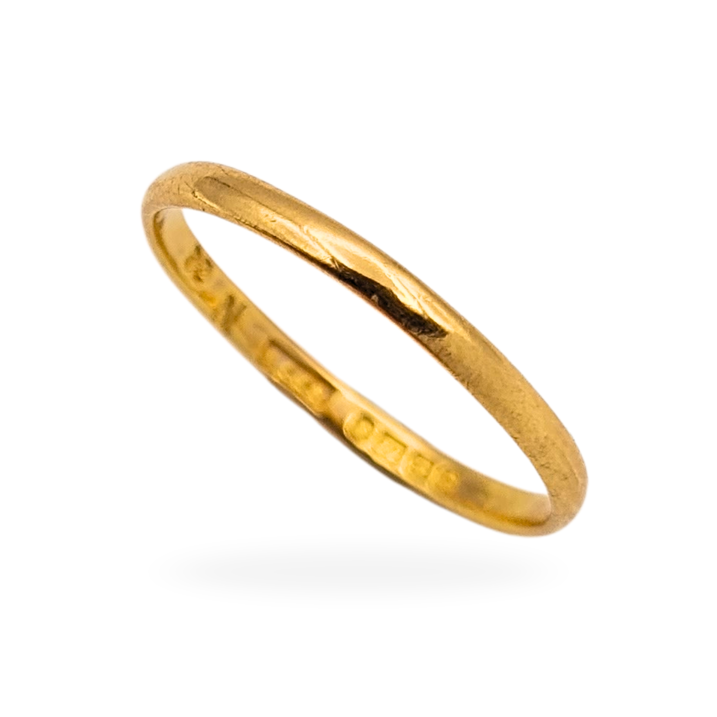 22ct Thin Gold Wedding Ring - Vintage 1940's - UK M 1/2, US 6 1/2, Euro 53.5