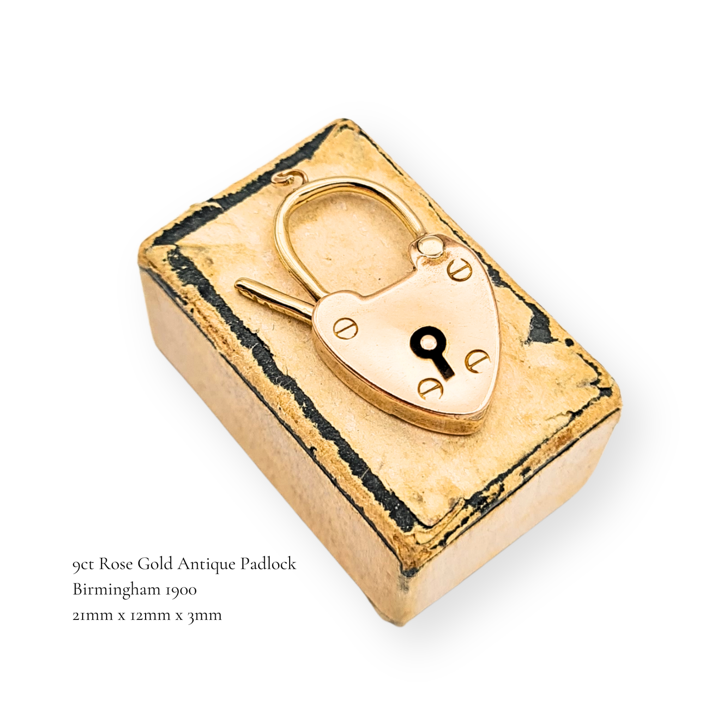 Antique 9ct Rose Gold Heart Padlock Clasp, Birmingham 1900