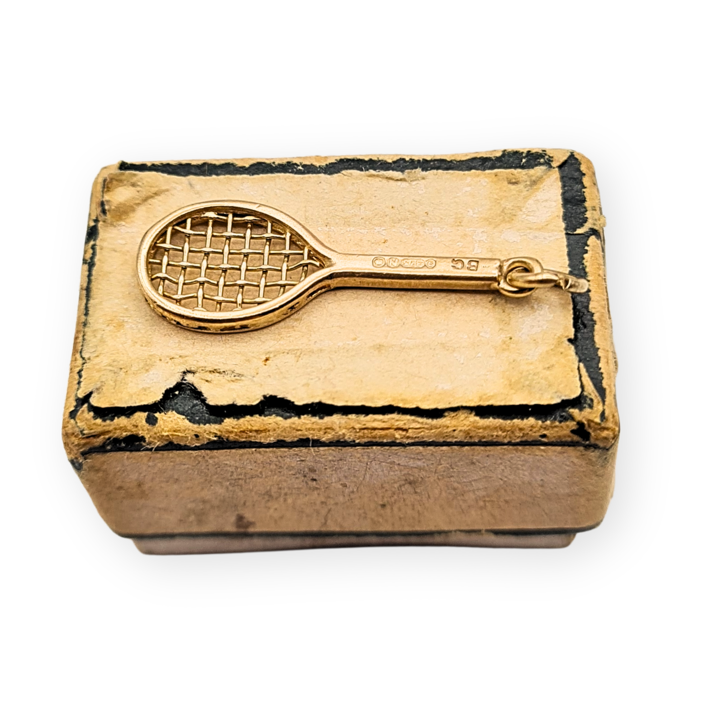 9ct Gold Racket Charm London 1949, Tennis Squash Pendant