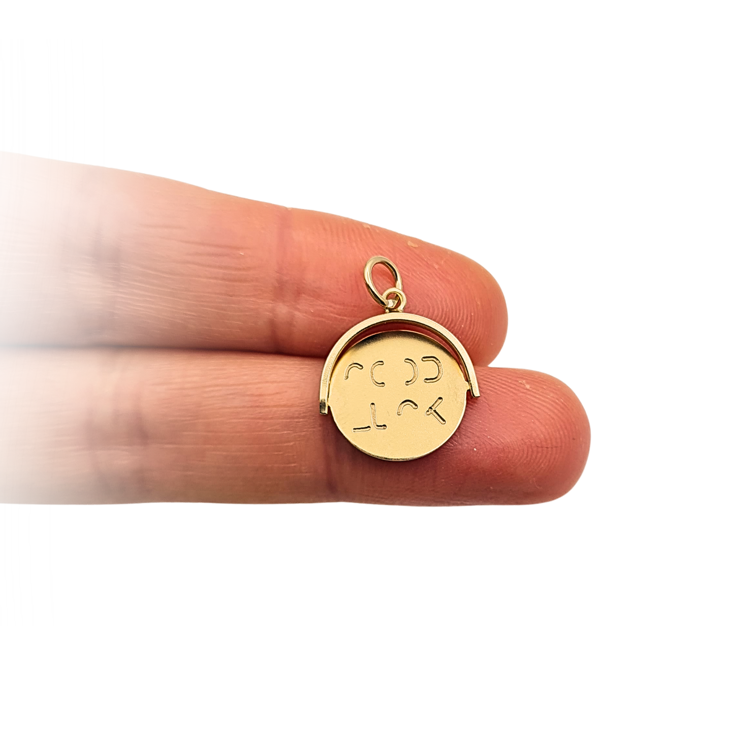 Tiny 9ct Gold Vintage Good Luck Spinning Charm 1970 London