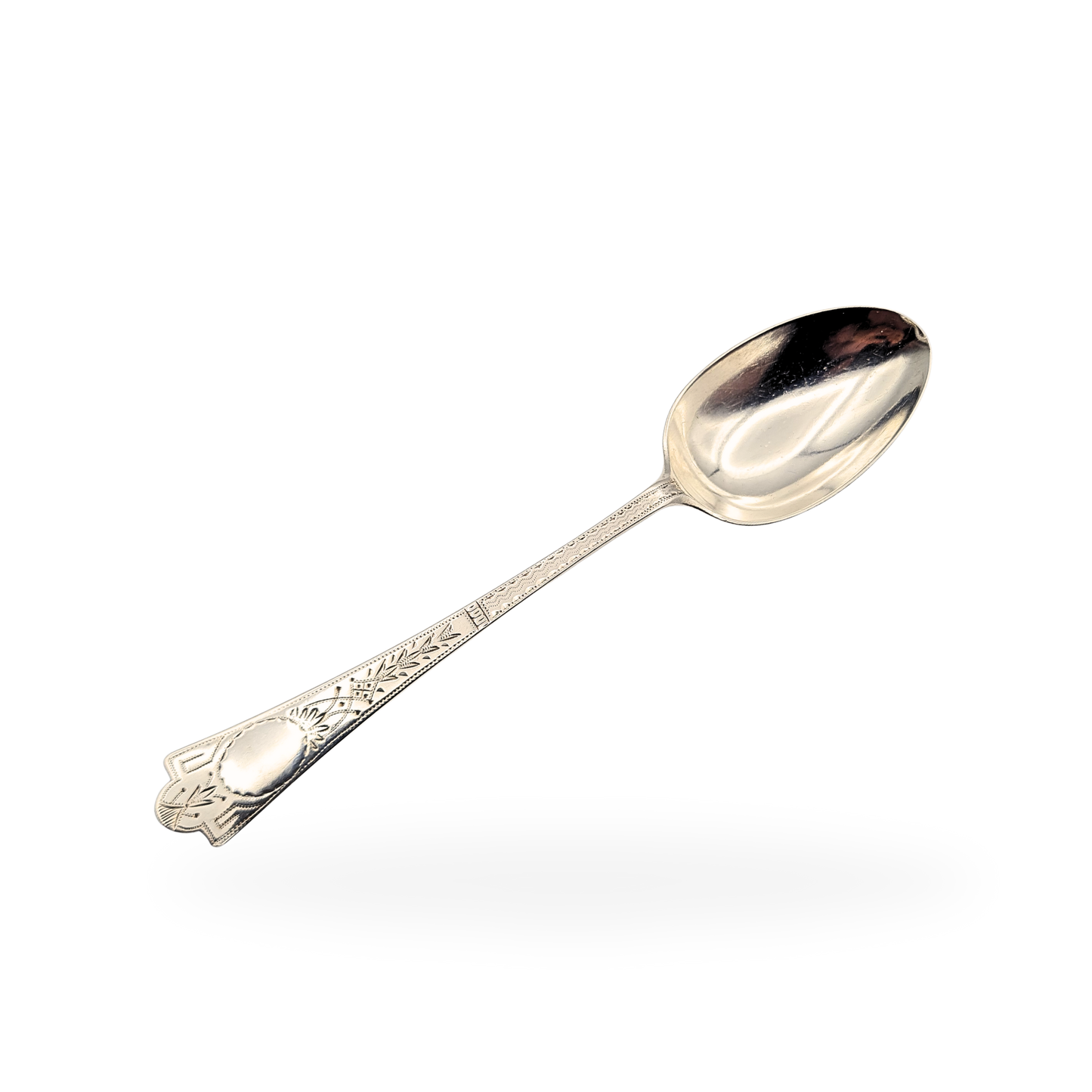 1889 Silver Engraved Teaspoon, Birmingham, Victorian Era