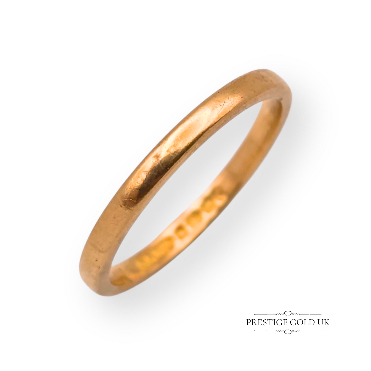 22ct Gold Skinny Wedding Band, Birmingham 1952, Size UK J - US 4 3/4