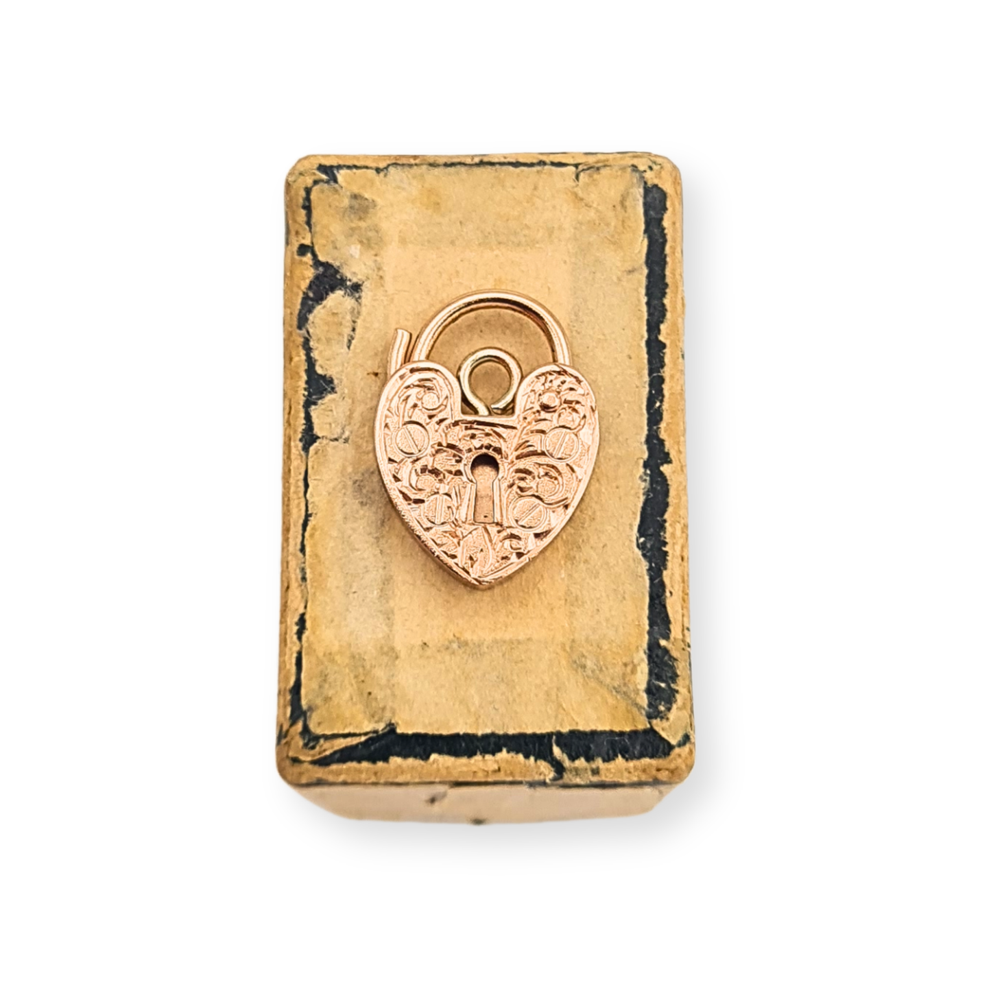 Vintage 9ct Rose Gold Heart Padlock Charm Padlock Hand Engraved