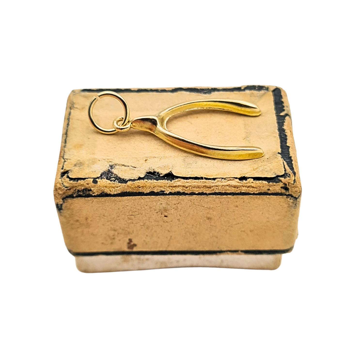 Tiny 9k Gold Wishbone Charm Vintage Good Luck Pendant