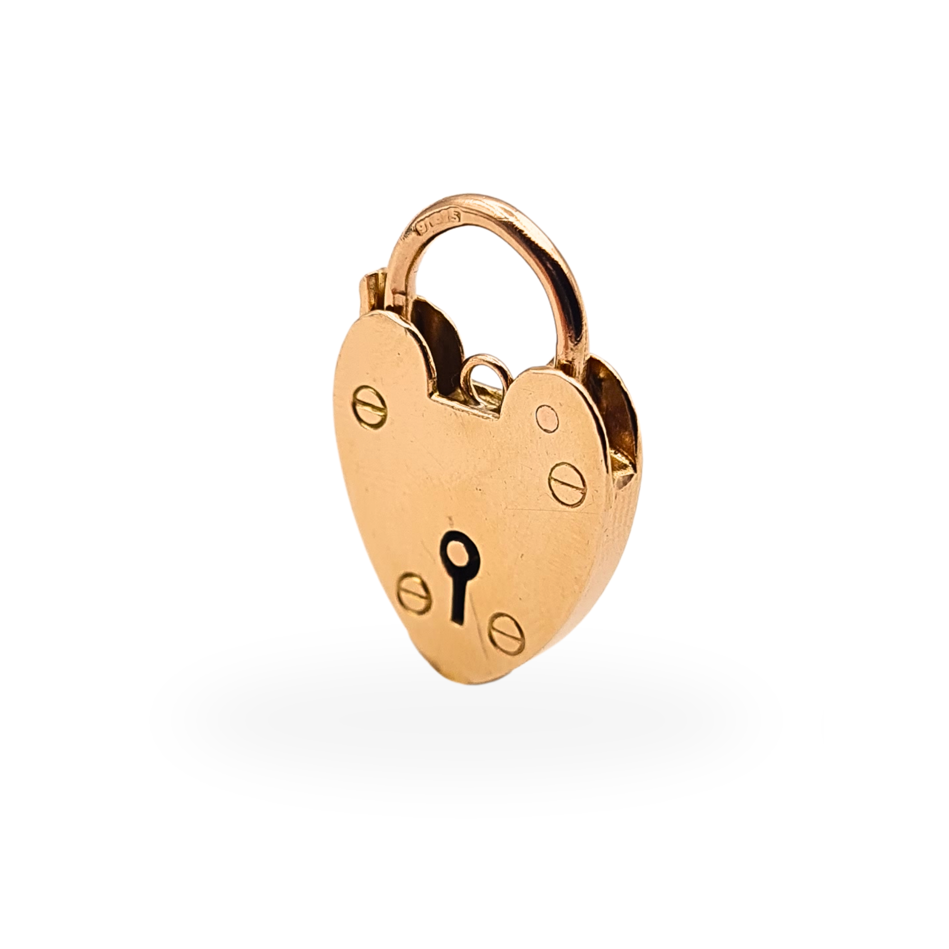 Large antique 9ct rose gold heart padlock clasp stamped 9.375 and fully tested