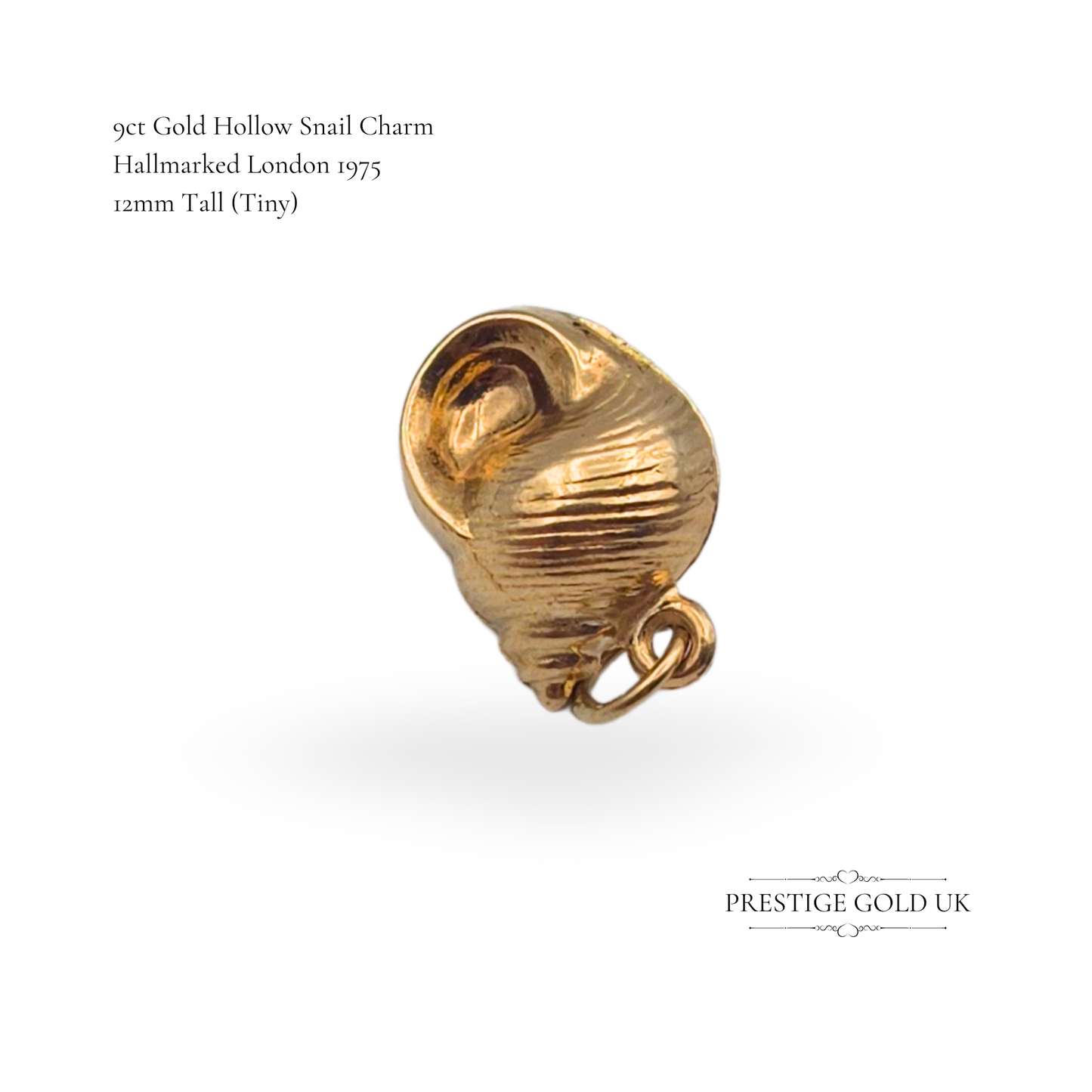 Vintage Snail Shell Charm in 9ct Gold Hallmarked 1975