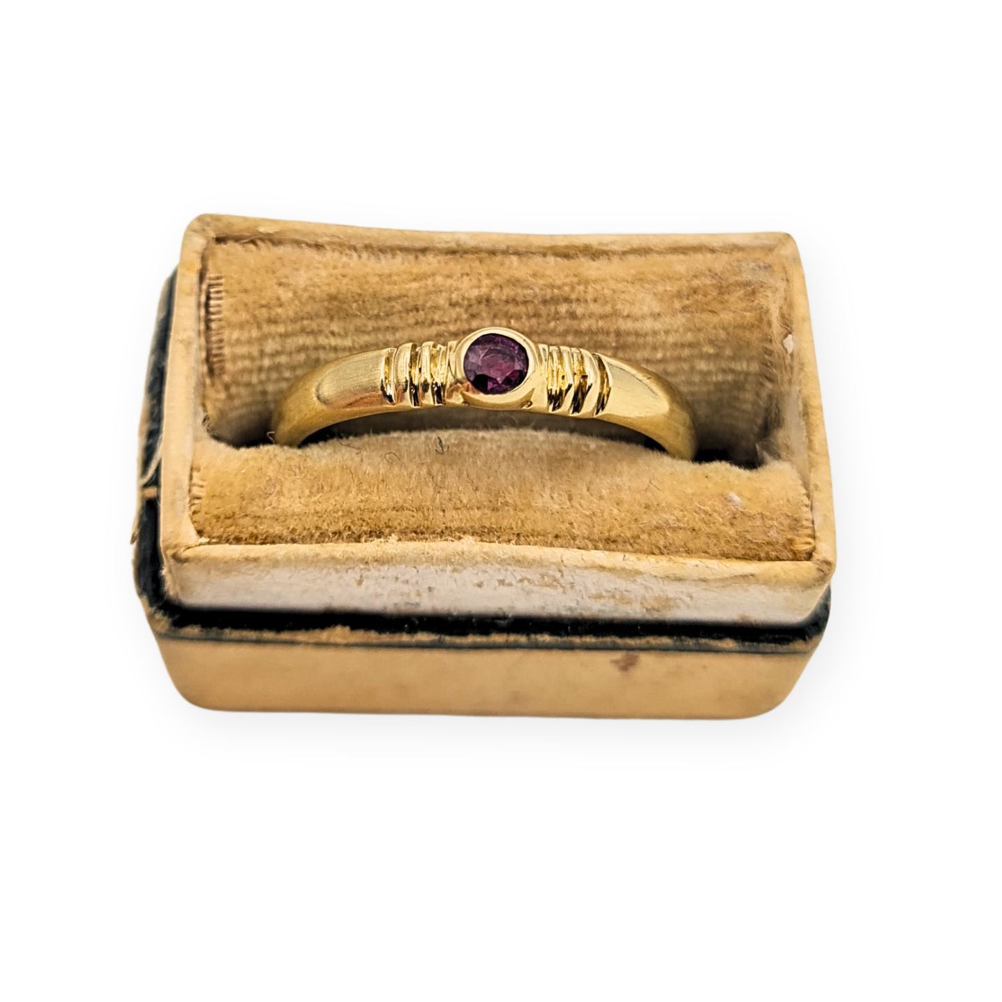 RESERVED 9ct Gold Ruby Ring Bezel Set UK L