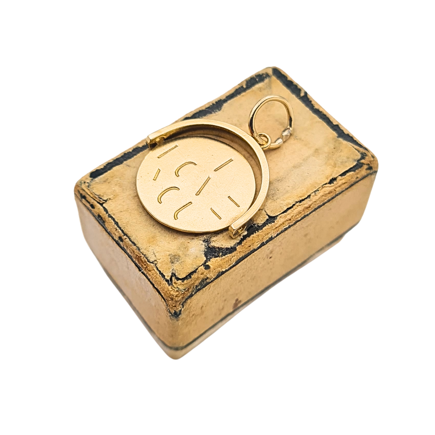 Small 9ct Gold I Love You Spinner Charm Round Moving Pendant