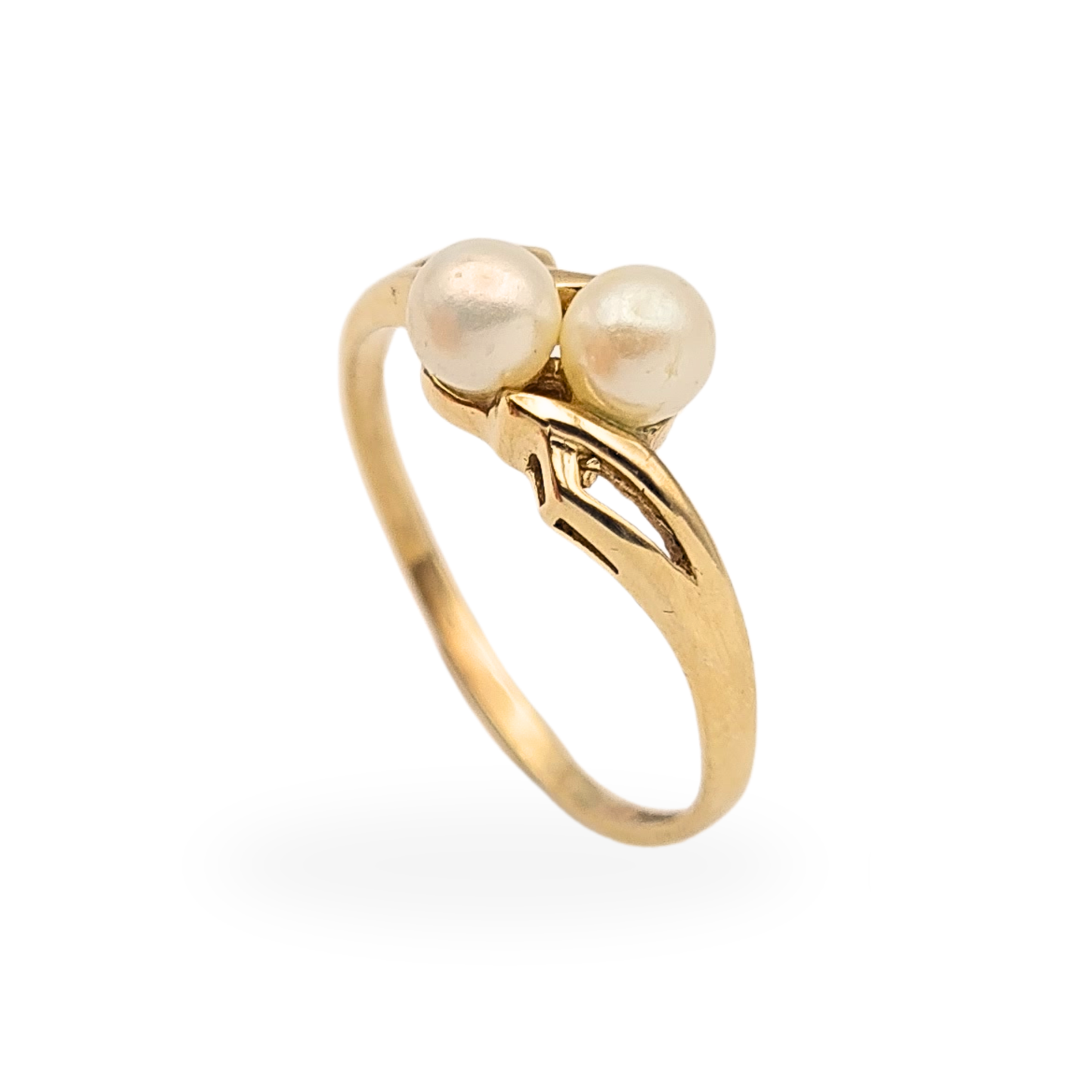 9ct Gold Pearl Ring, Twin Pearl, Size I½ / 4½,