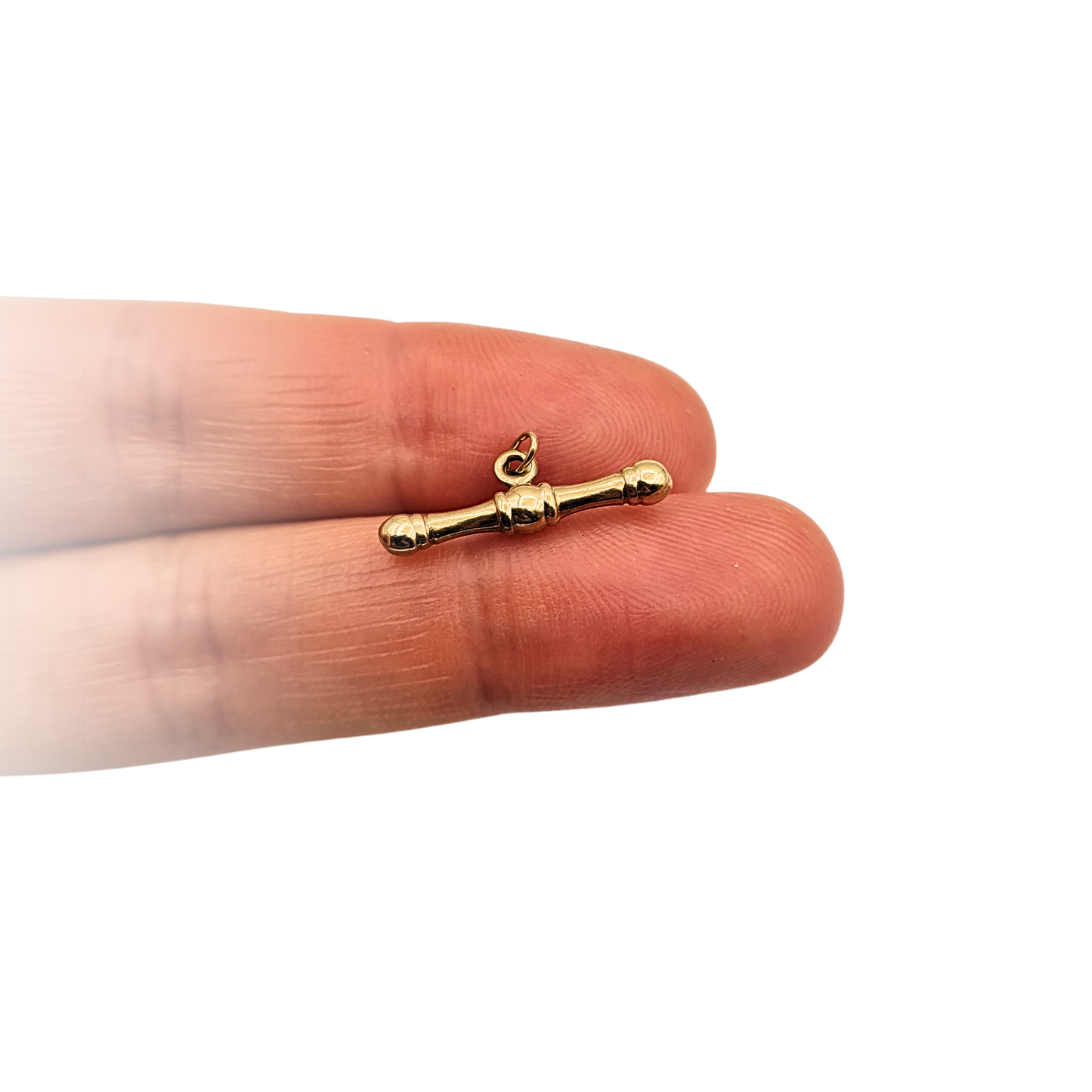 Tiny 9ct Gold Albert Chain T Bar Charm 20mm Hollow Lightweight