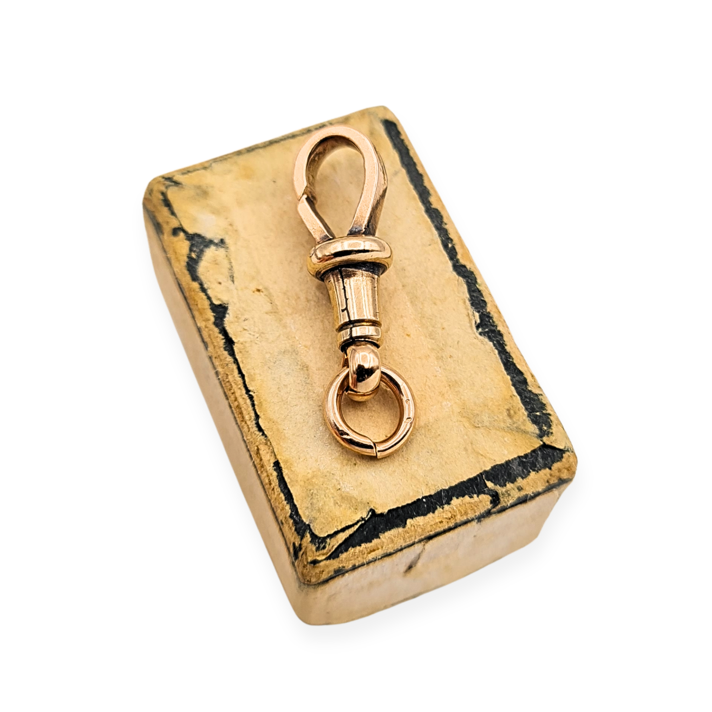 9ct Small Rose Gold Albert Dog Clip, Antique, Square Section