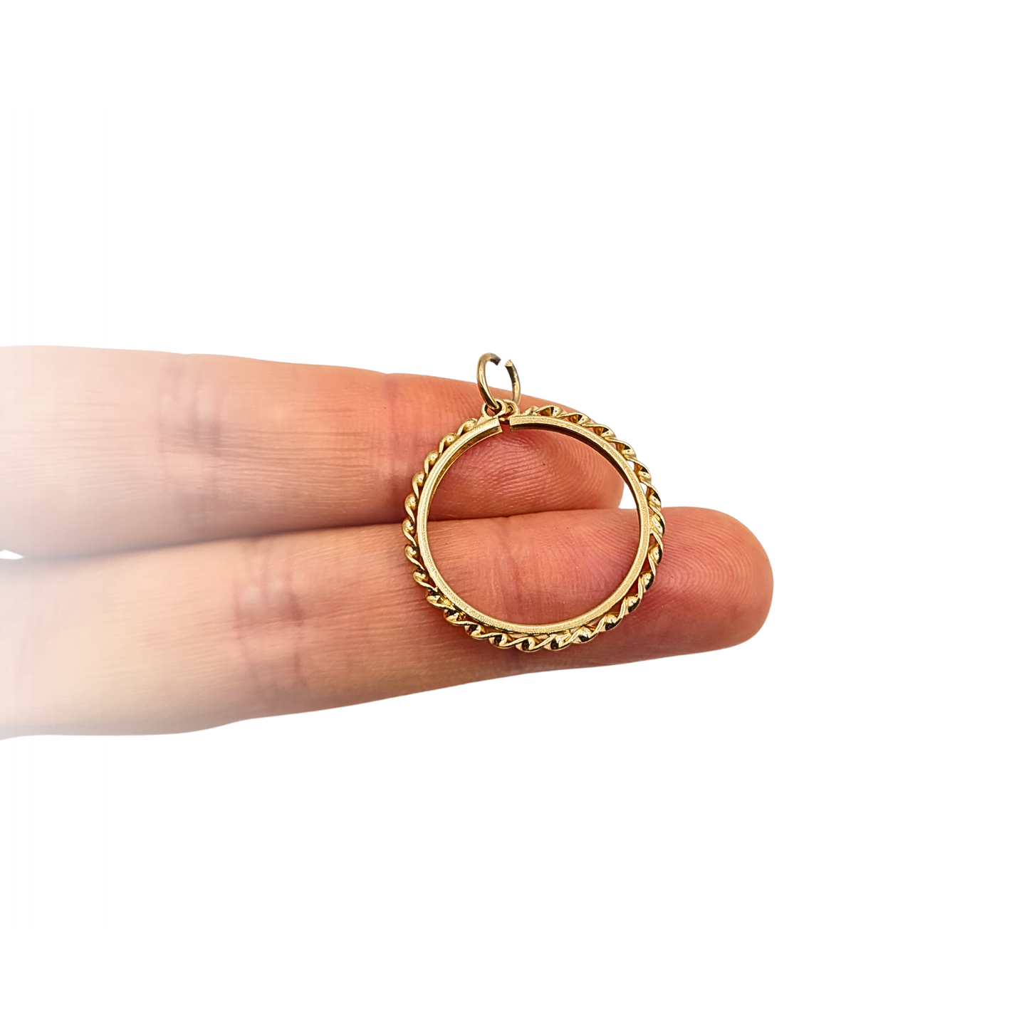 Quality 9ct Gold Half Sovereign Holder Pendant Twist Rope Edge Coin Mount