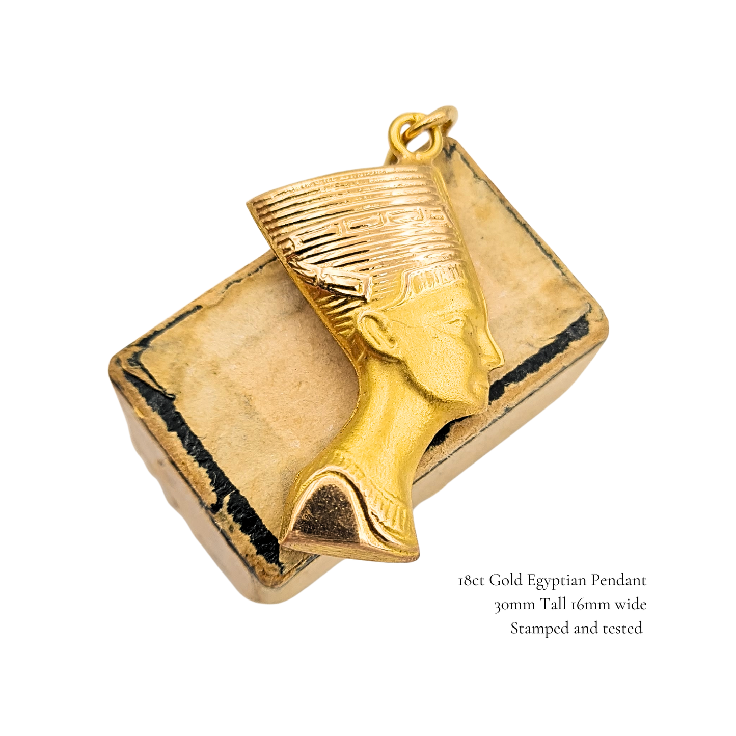 18ct Gold Nefertiti Head Pendant, Egyptian Pharaoh Bust