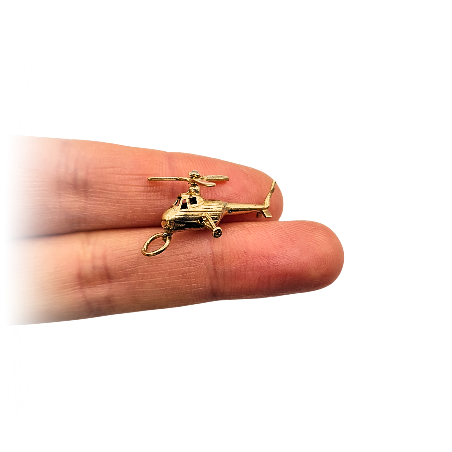 Rare 9ct Gold Helicopter Charm, Moving Blades, London 1968