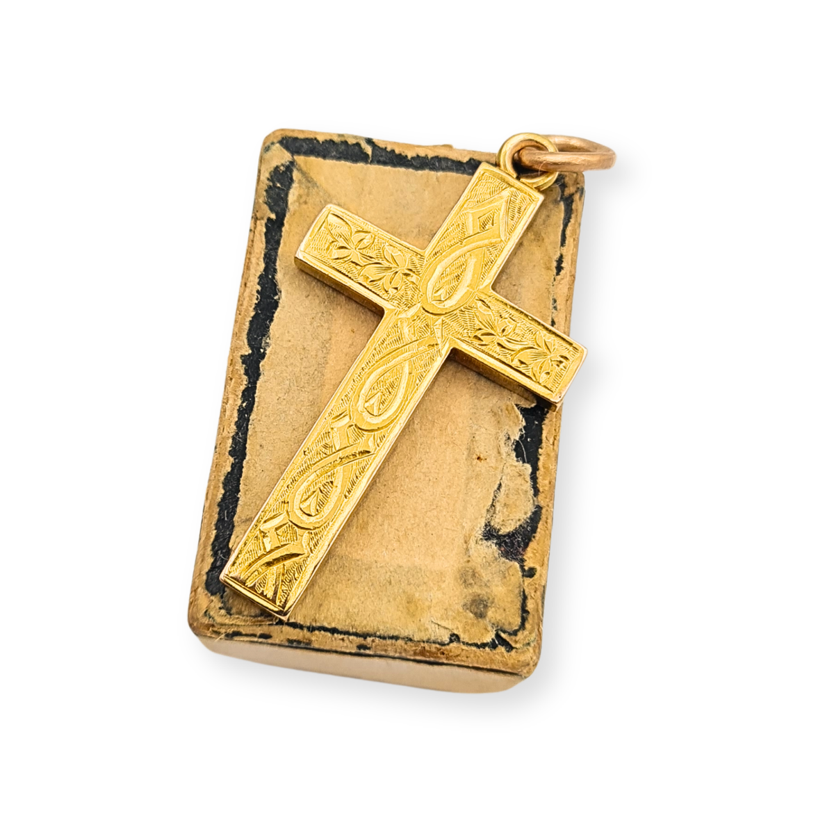 Antique 15ct Gold Hand Engraved Cross Pendant Birmingham 1900 Hallmarked
