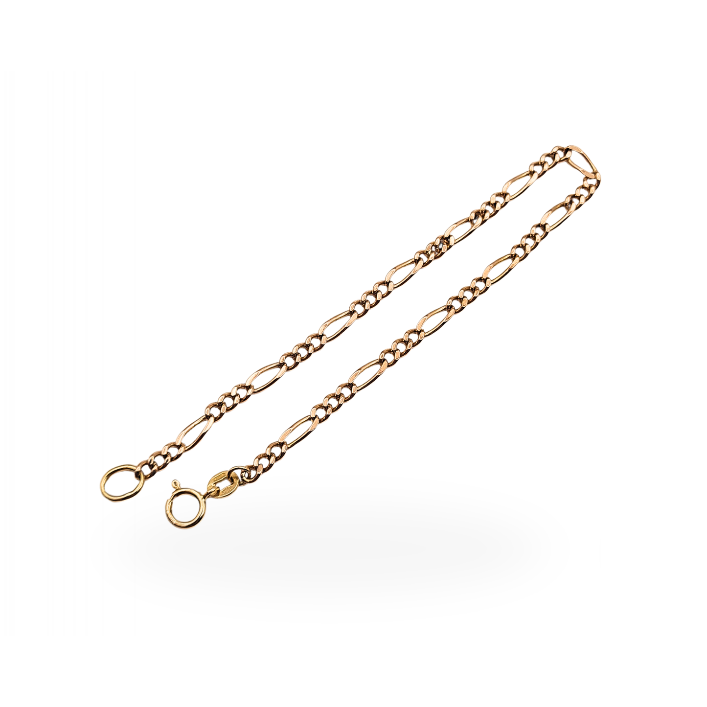 6 3/4 Rose Gold Figaro Bracelet,  18cm, Fully Hallmarked