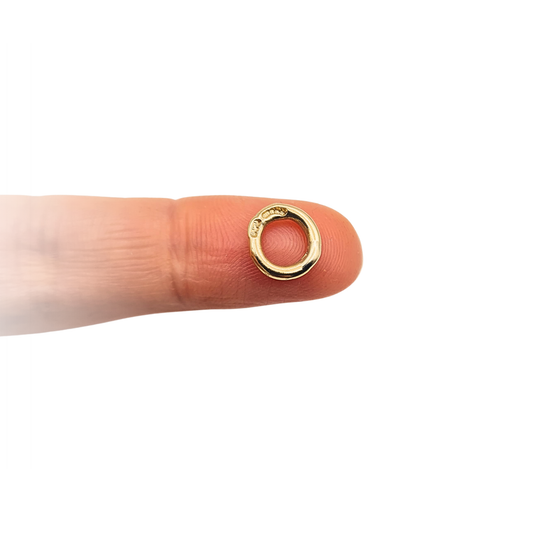 Solid 9ct yellow gold large closed jump ring hallmarked Sheffield 1993 jewellery connector finding
