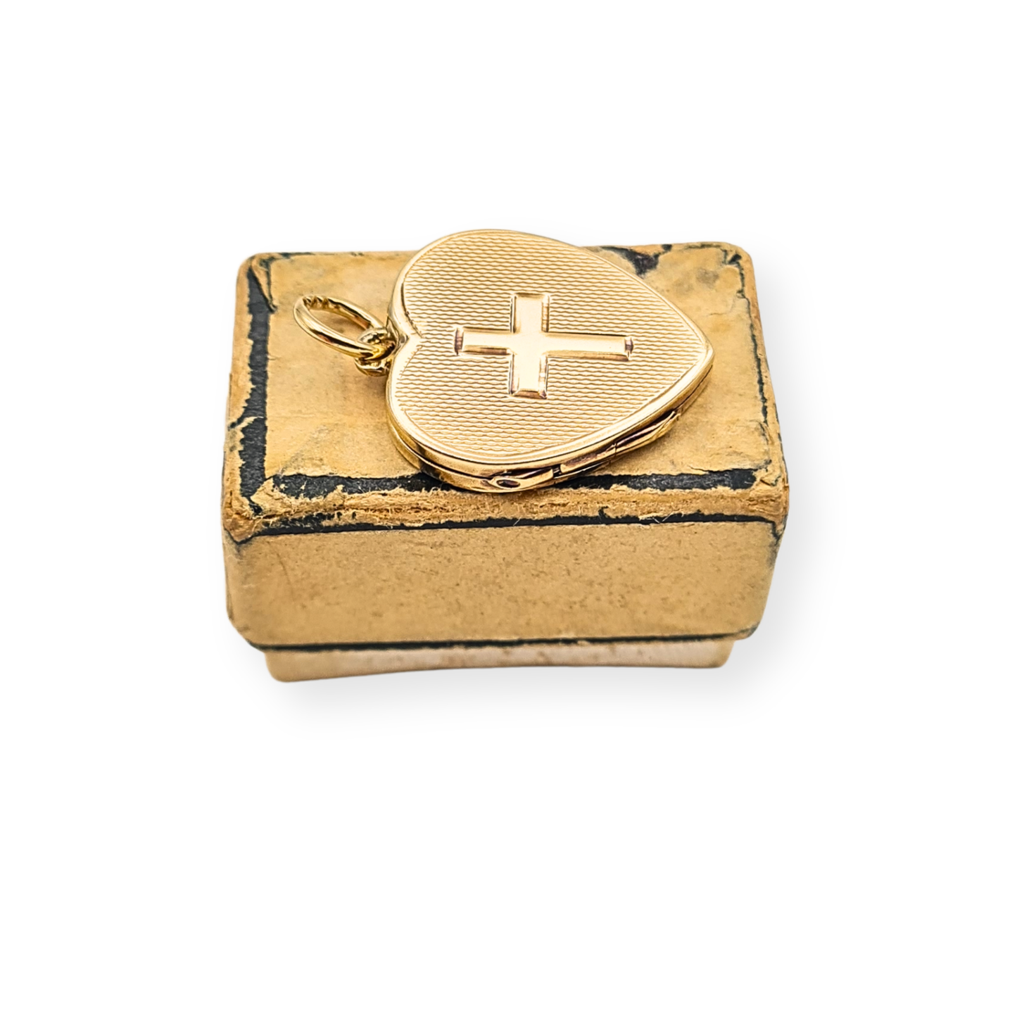 Vintage 9ct Gold Heart Photo Locket Cross Pendant Hallmarked 1987