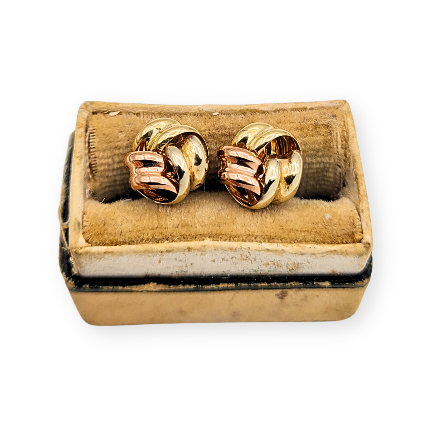 Small 9ct Tri-Colour Knot Stud Earrings With Butterfly Backs